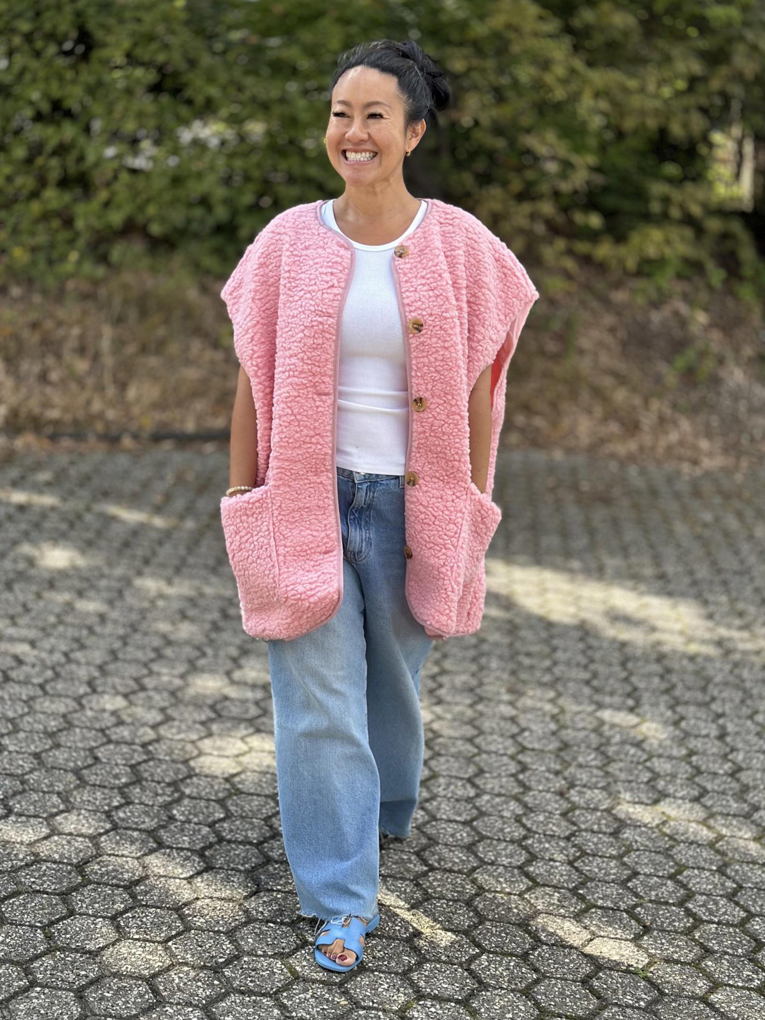 Oversize Teddylook Weste - ALMA - Rosa