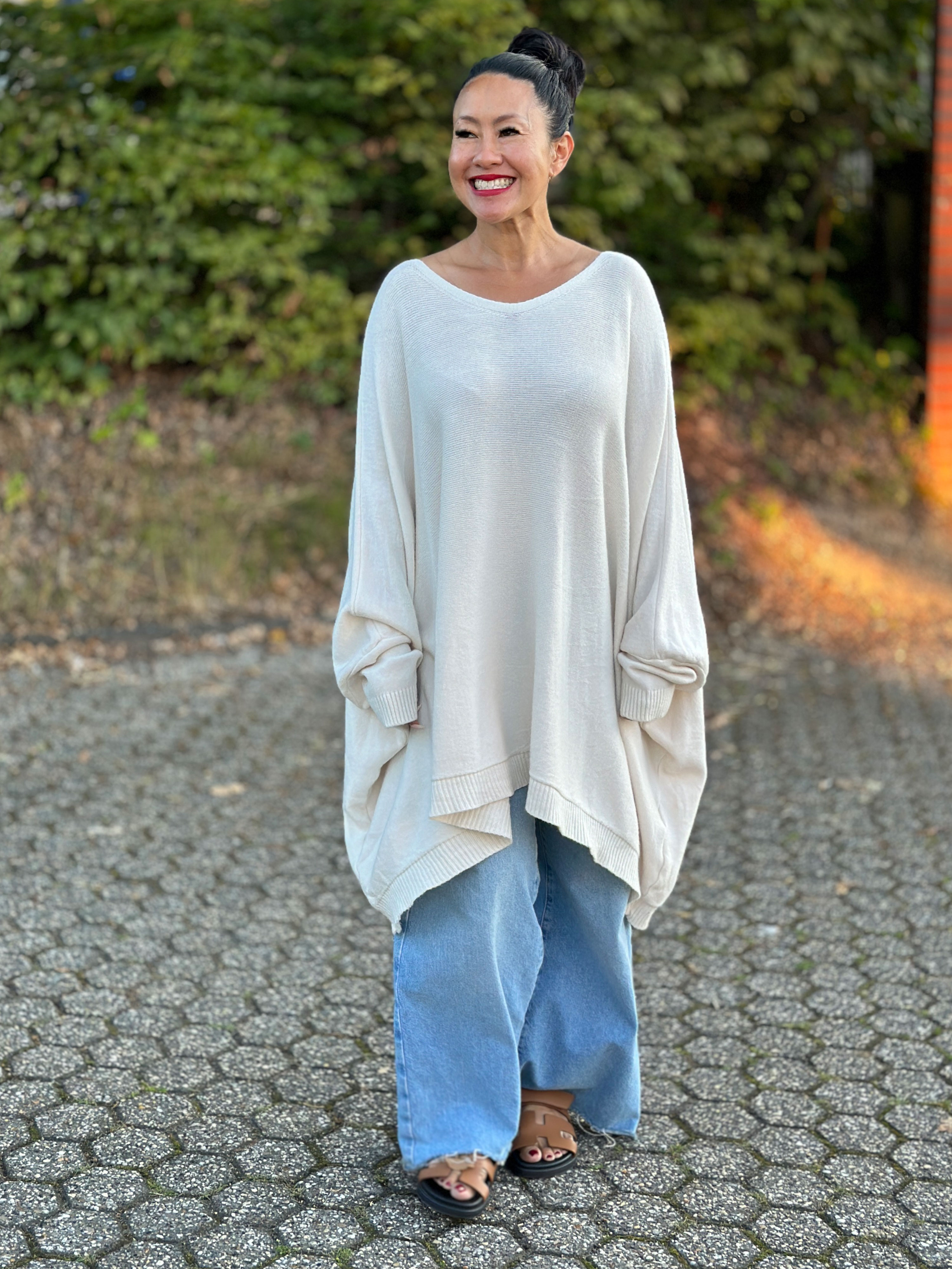 Oversize Viskose Pullover TALL - Creme