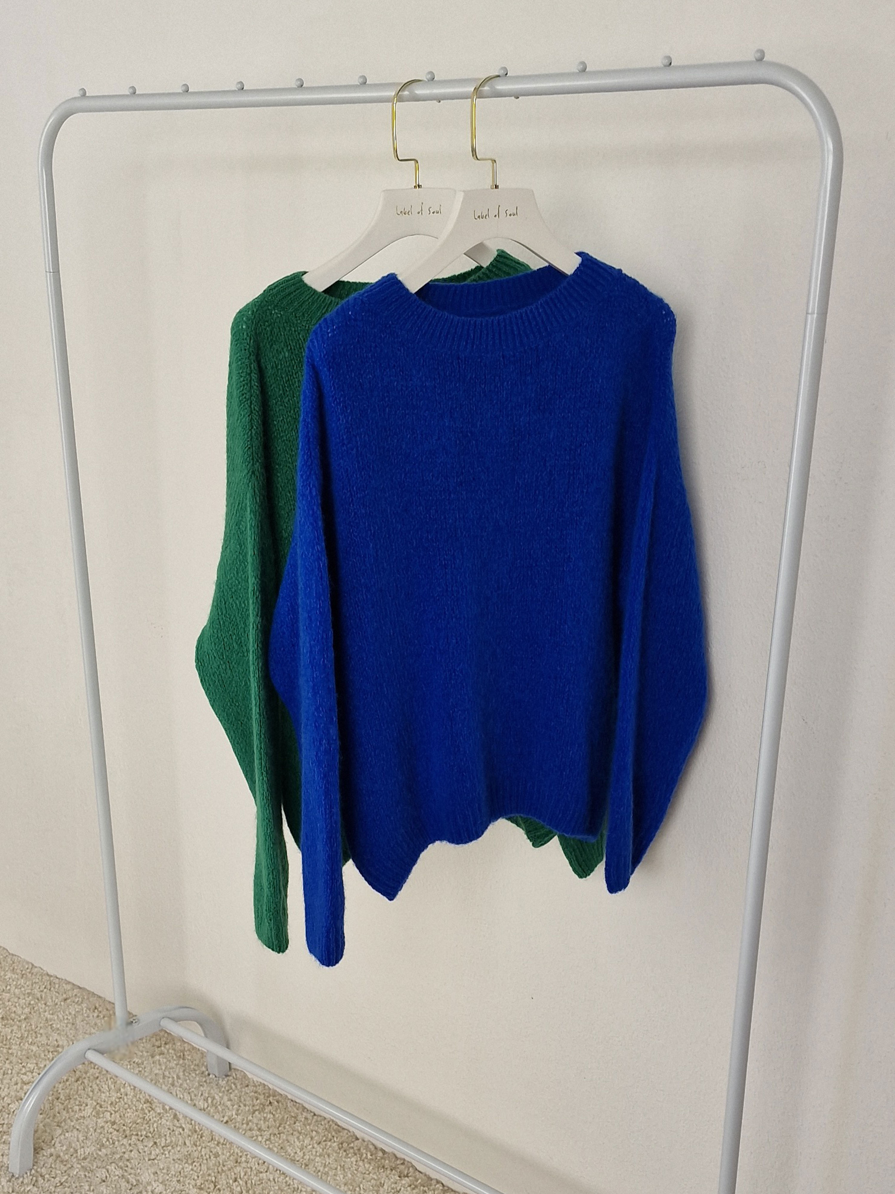 Pullover mit Baby-Alpakawollanteil - Royalblau