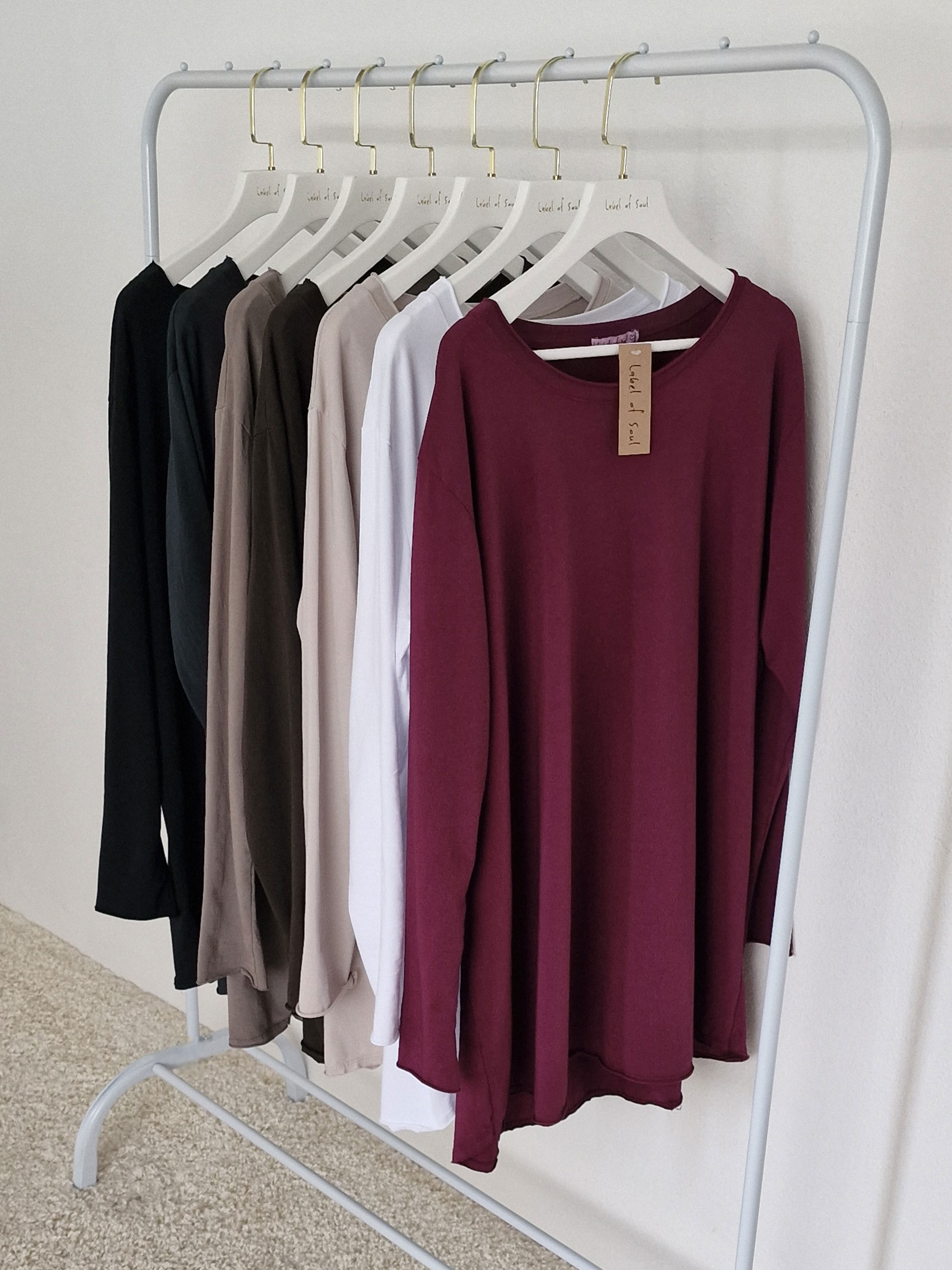 Basic Long Langarmshirt - Merlot