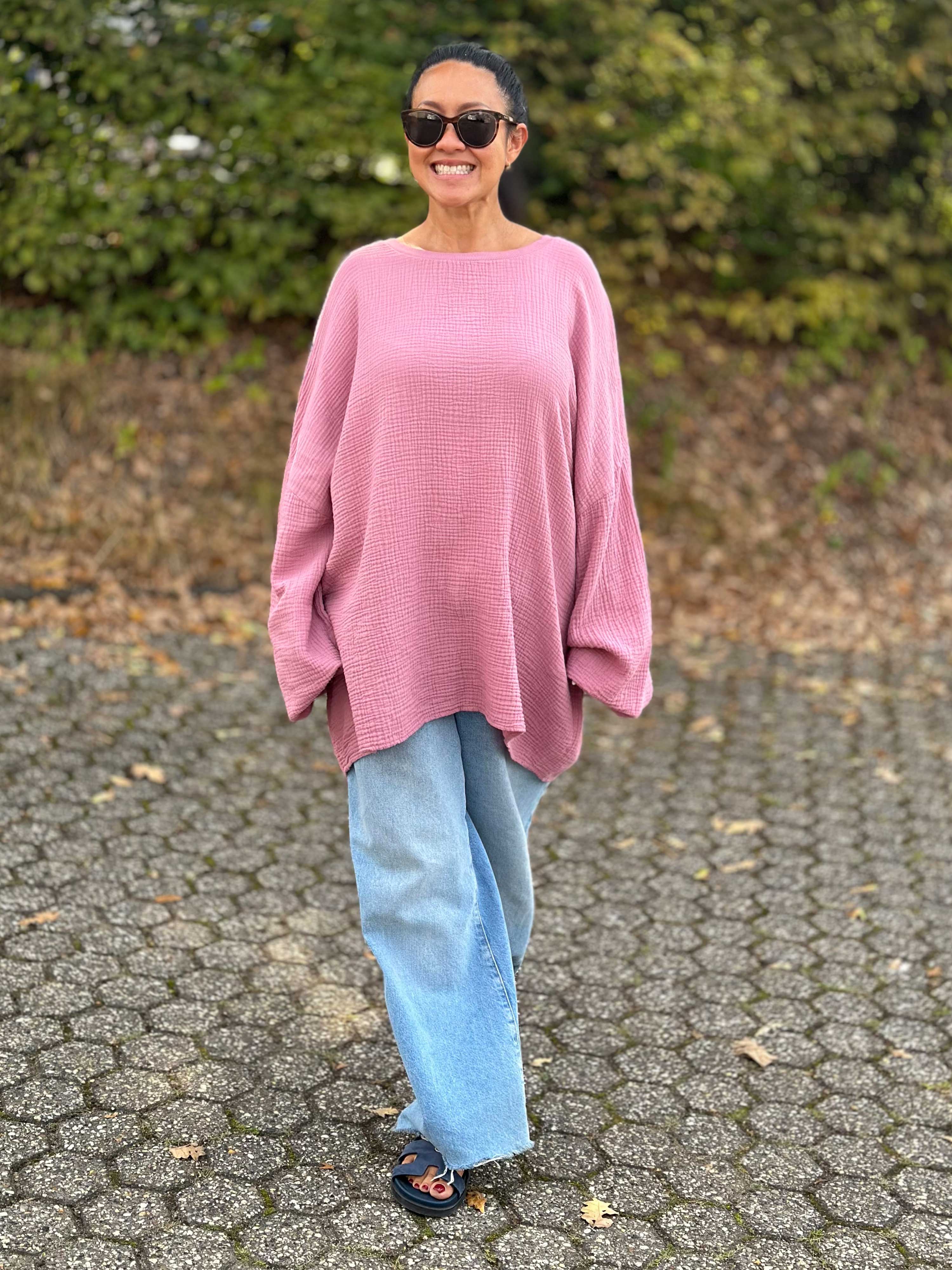 Musselin Oversize Sweatshirt - Berry