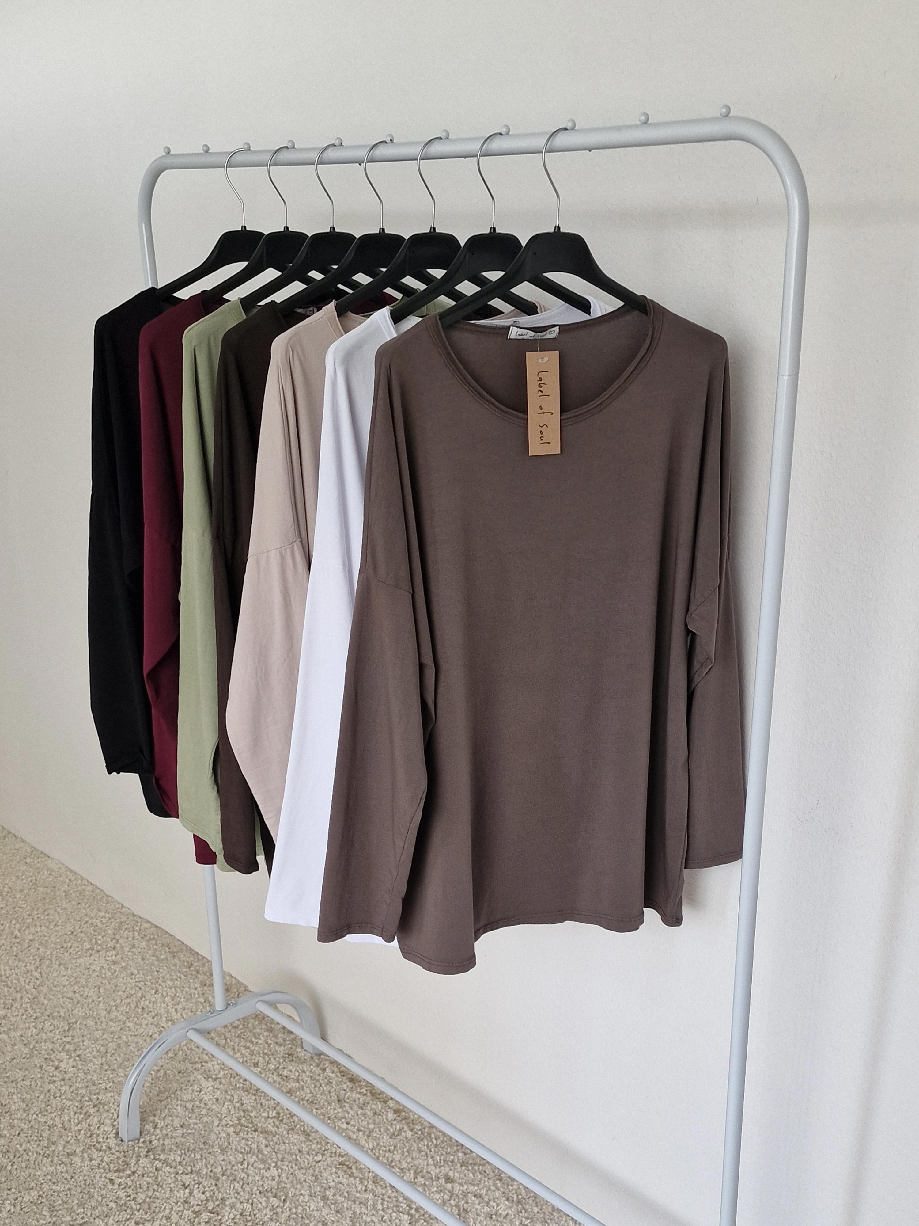 Basic Langarmshirt - Taupe