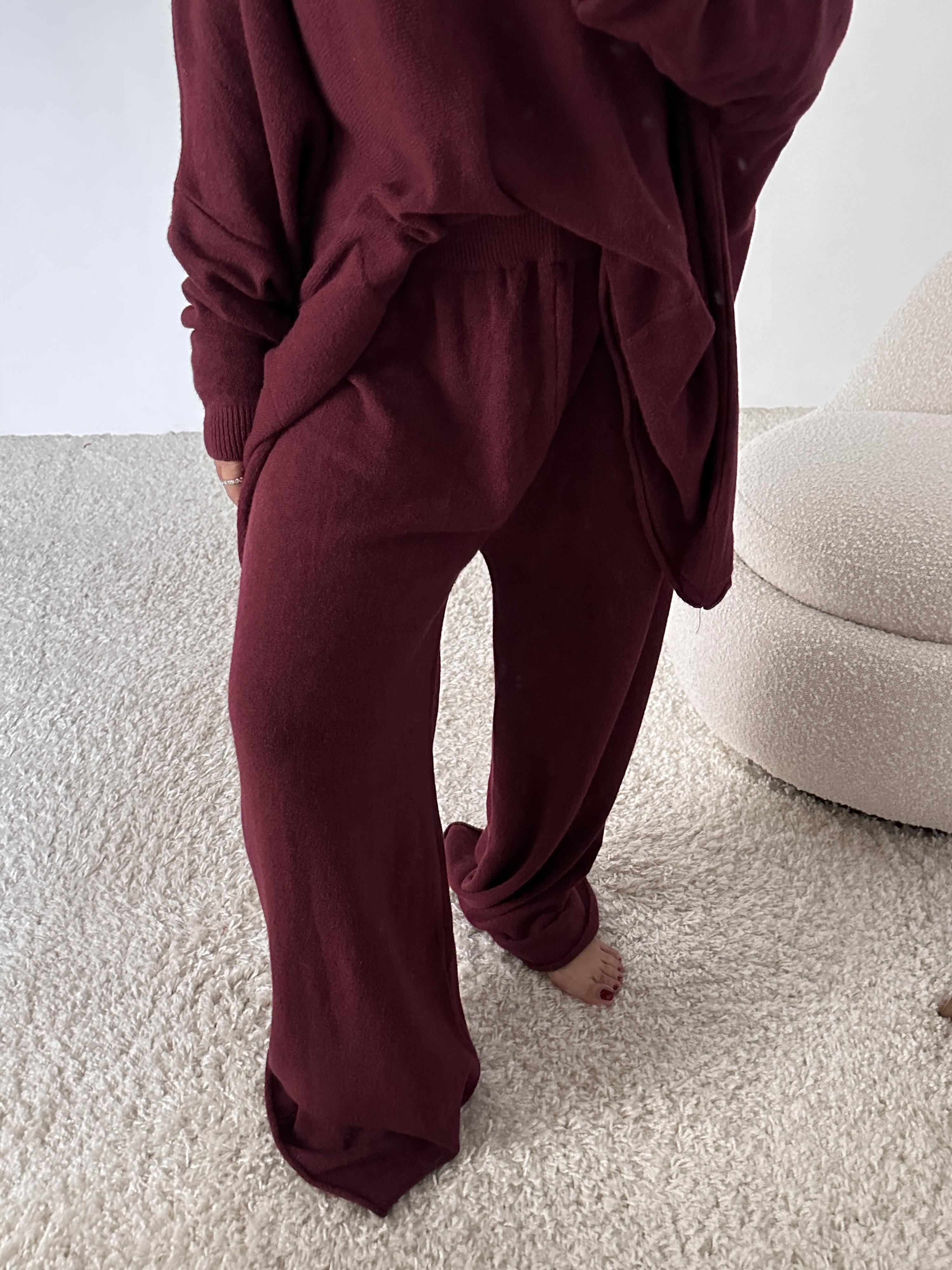 Viskose Strickhose - Merlot