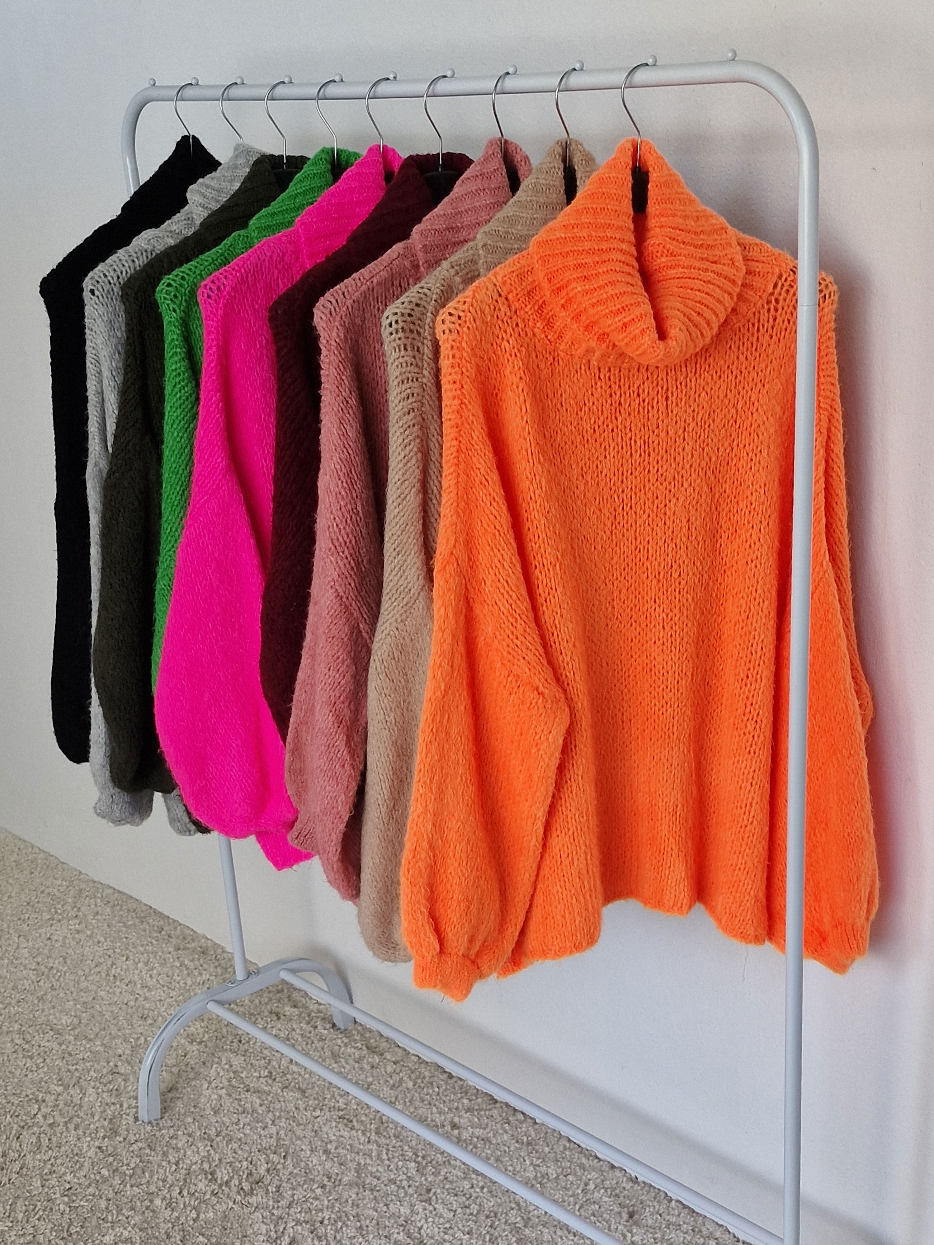 Oversize Pullover mit Schalkragen - FLAUSCHI - Neon Orange