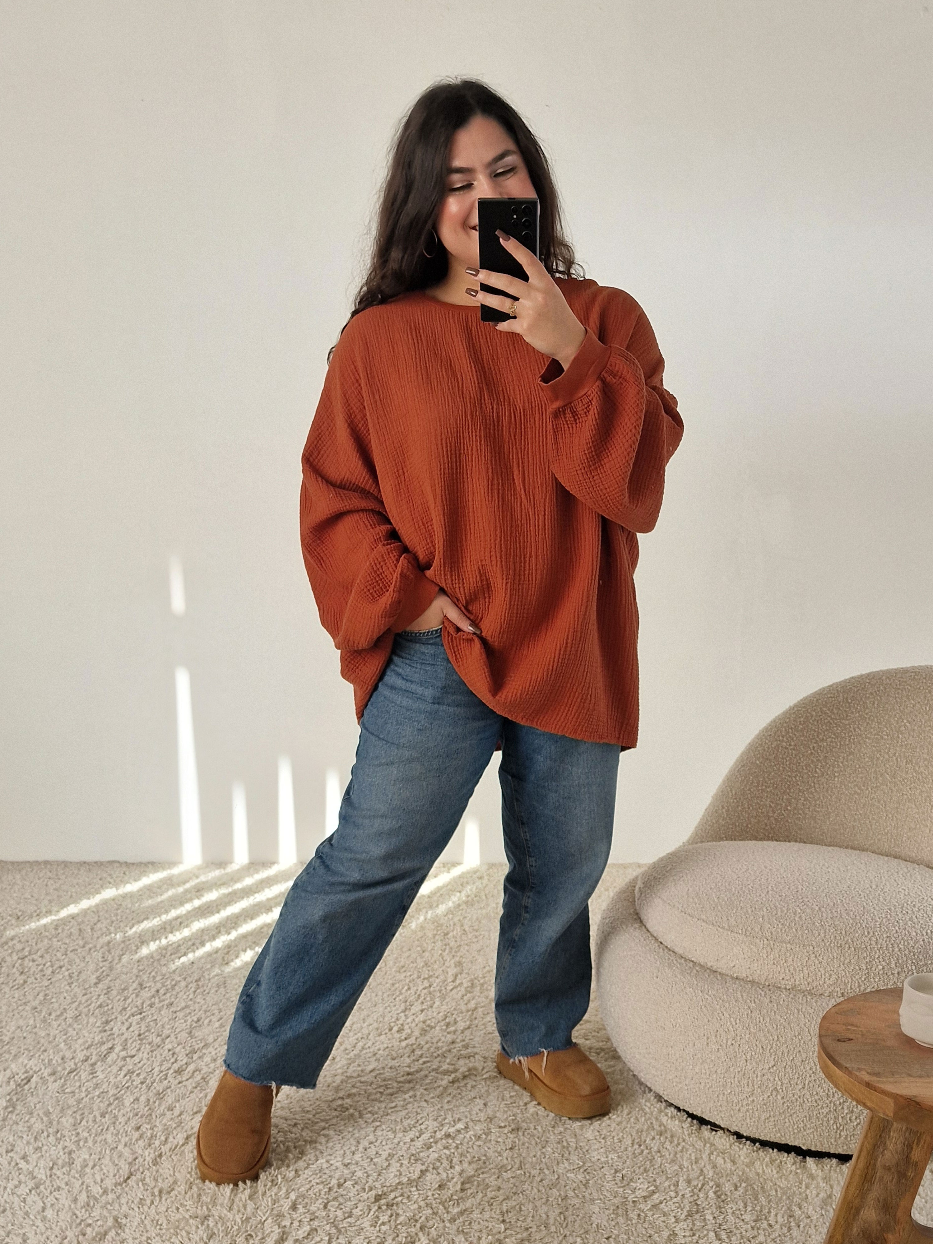 Musselin Oversize Sweatshirt - Cinnamon