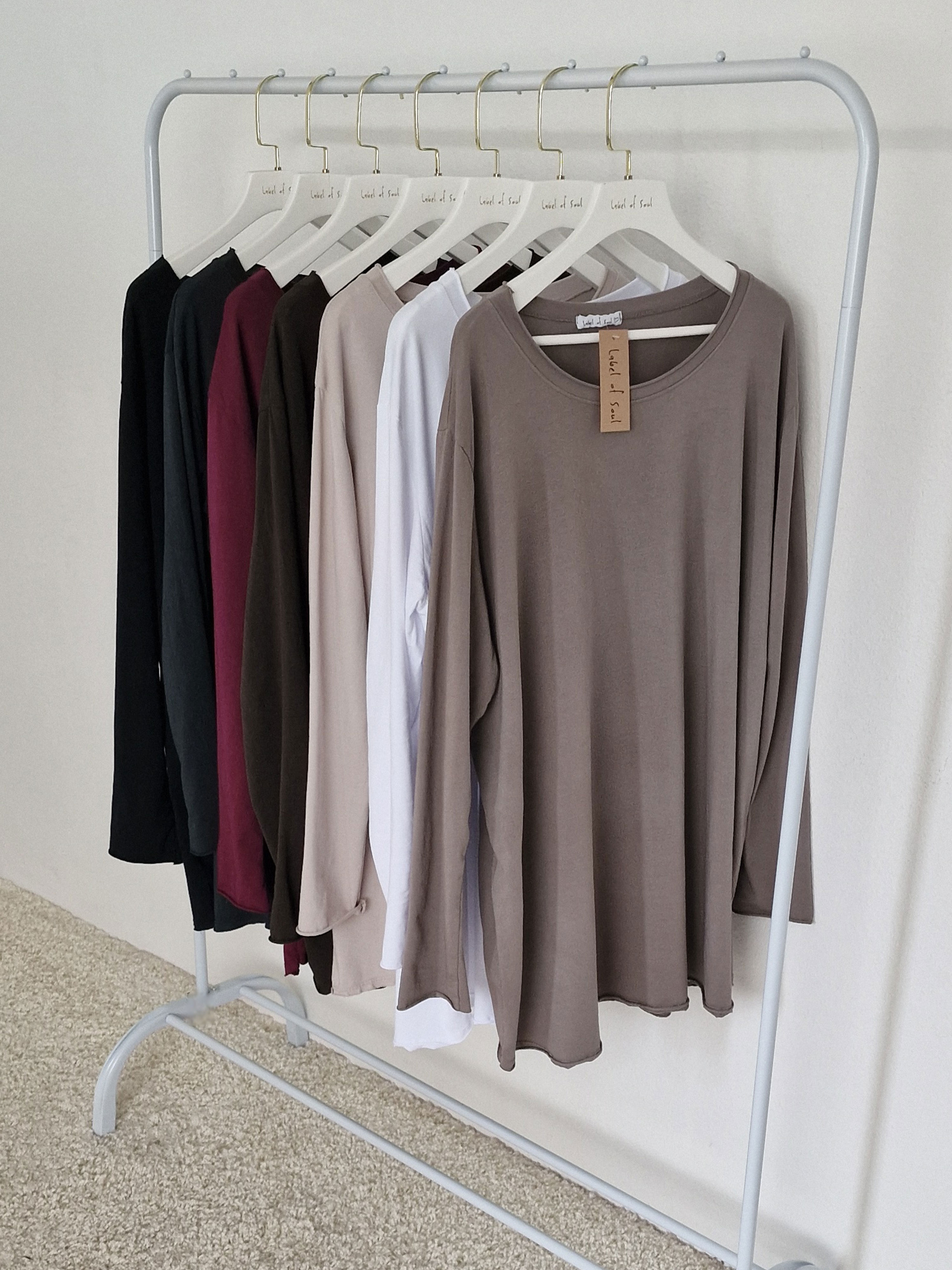 Basic Long Langarmshirt - Taupe