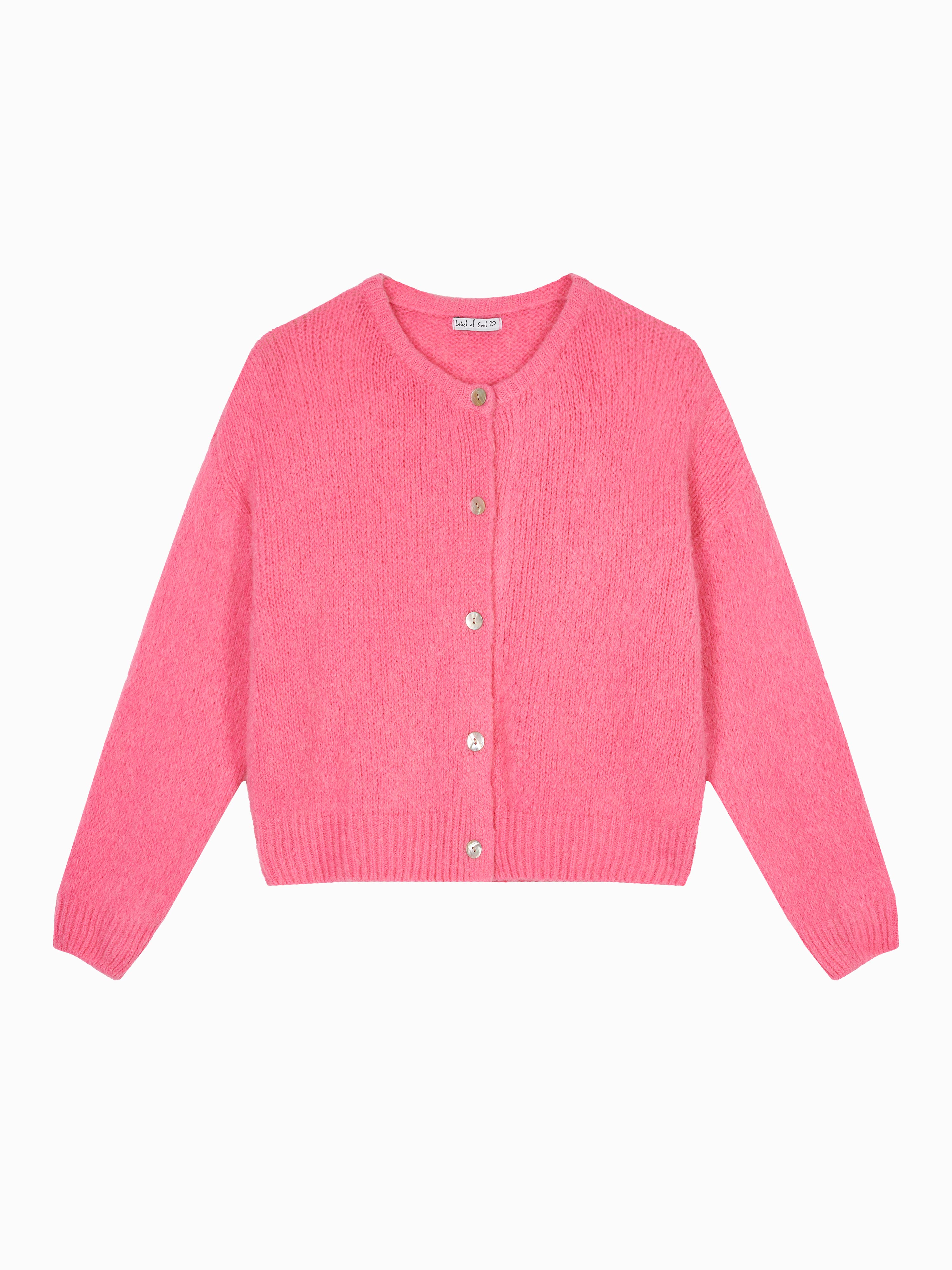 Strickjacke mit Baby-Alpakawollanteil - Bubblegum