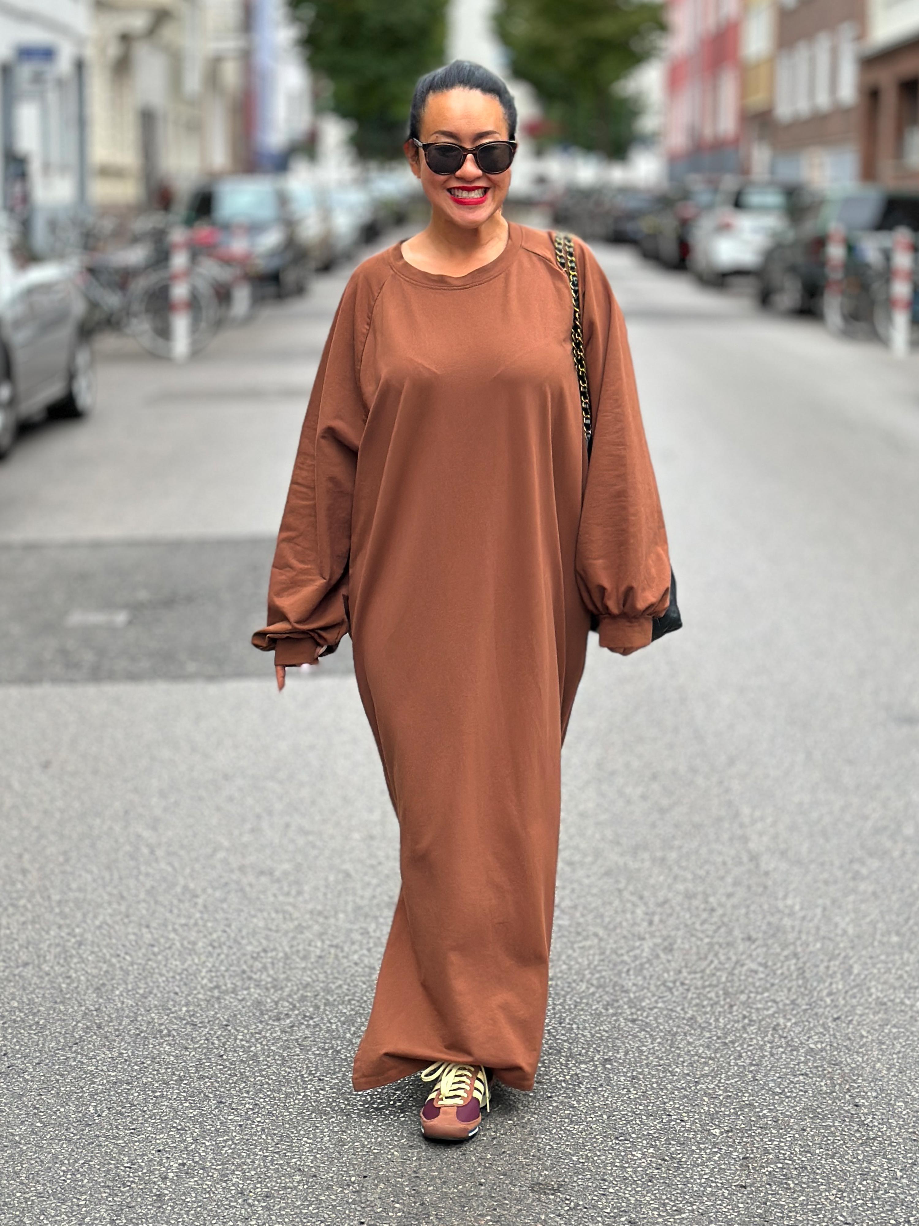 Oversize Langarm Sweatkleid - Cinnamon