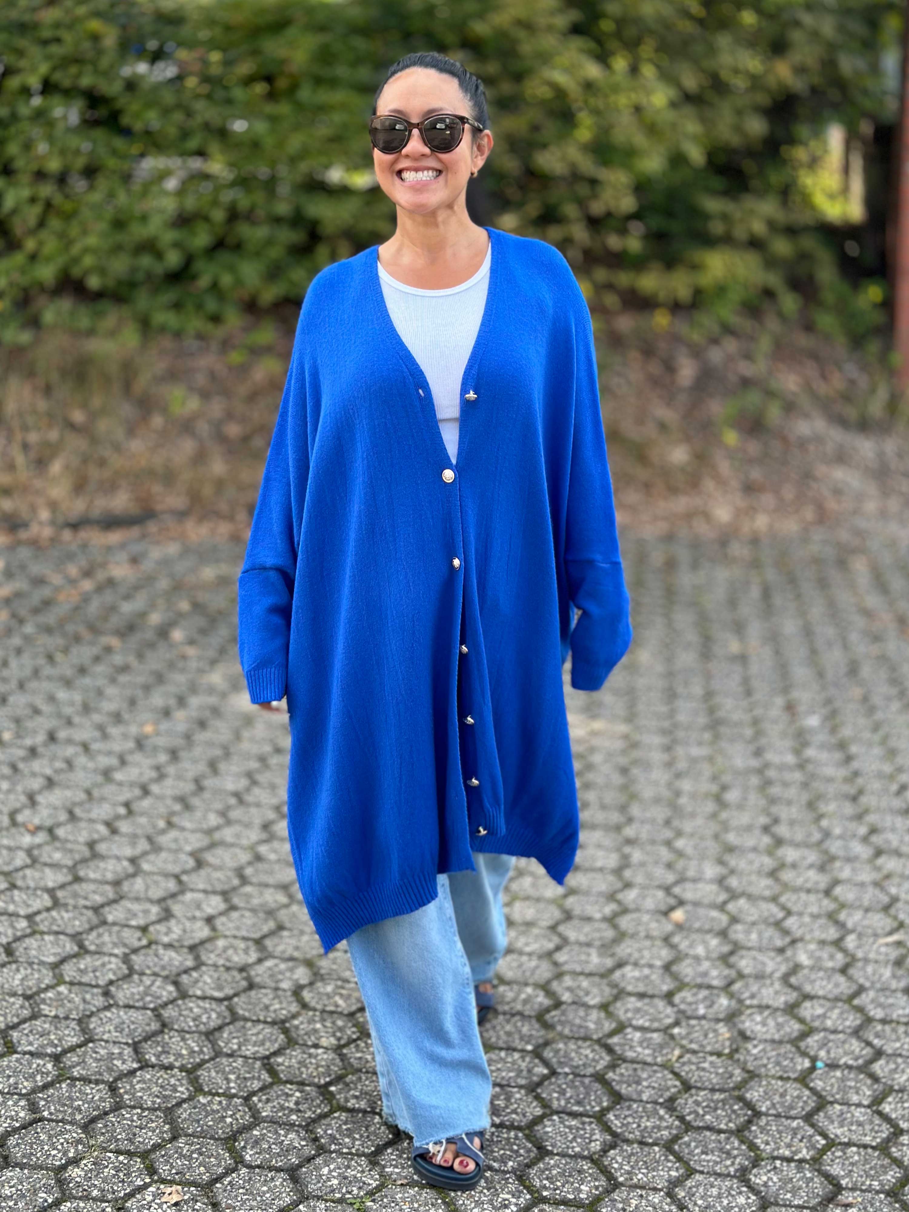 Oversize Viskose Cardigan TALL - Royalblau