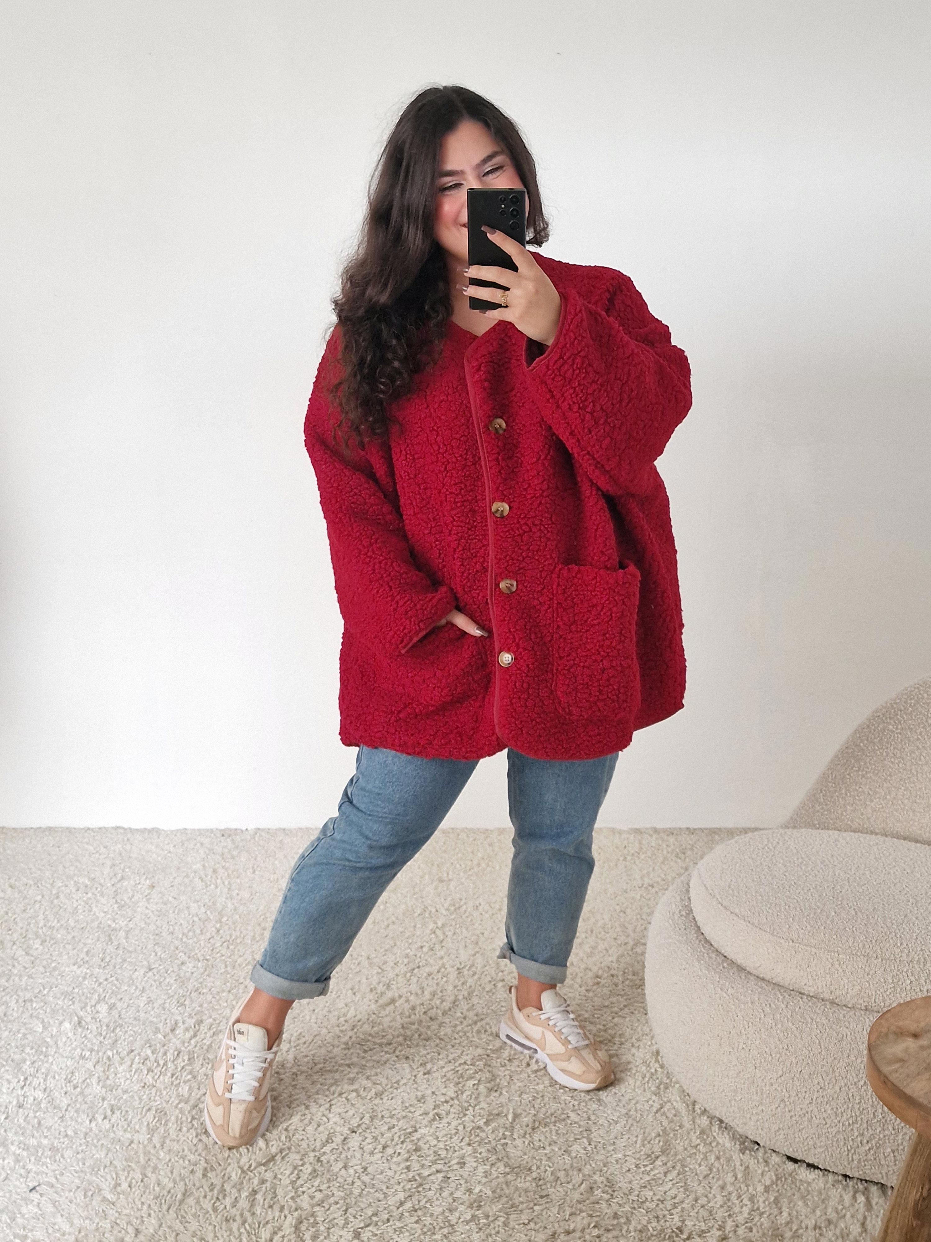 Teddylook Oversize Jacke - ICON - Rouge