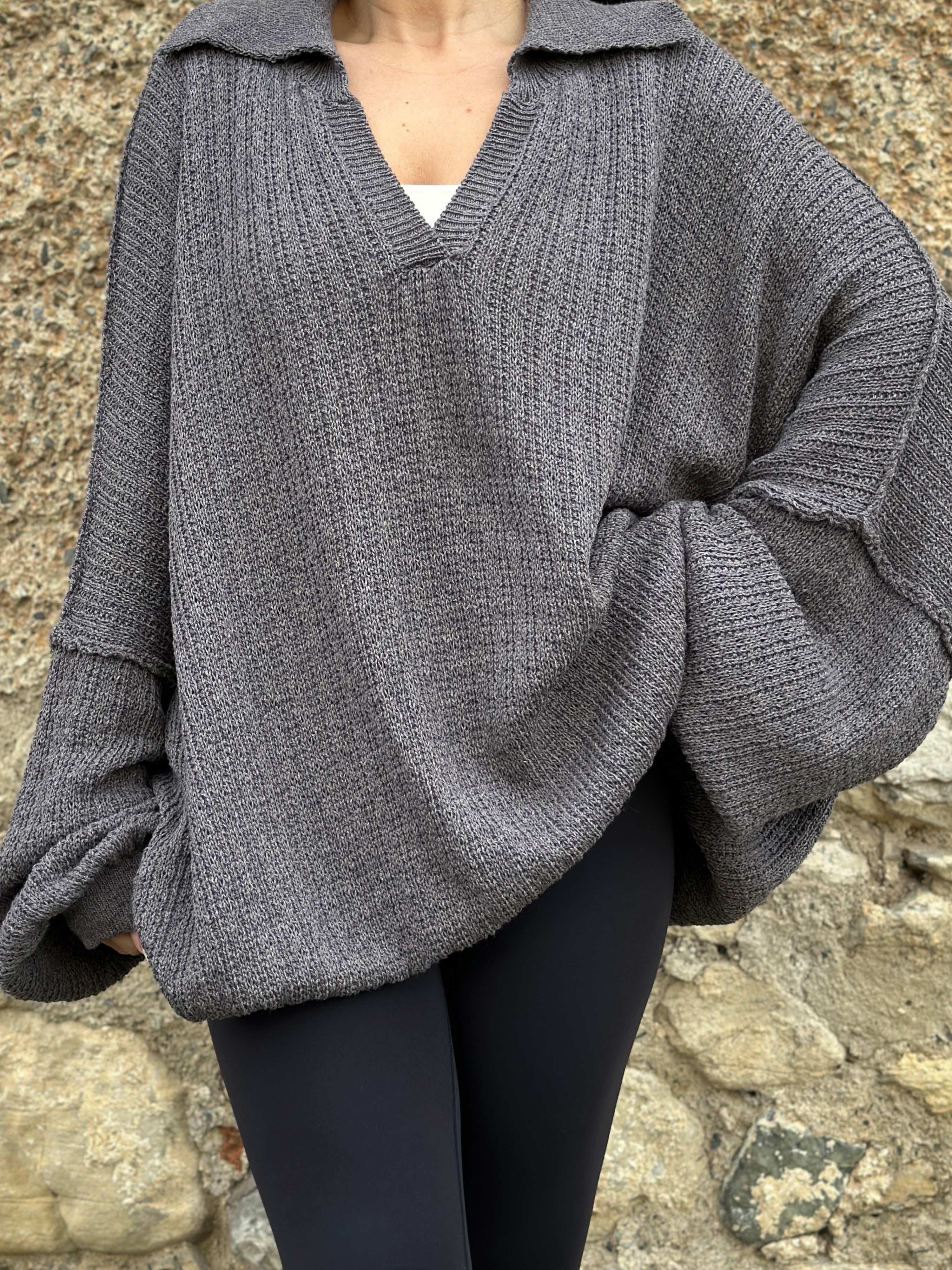 Oversize Häkelpullover MANACOR - Grau