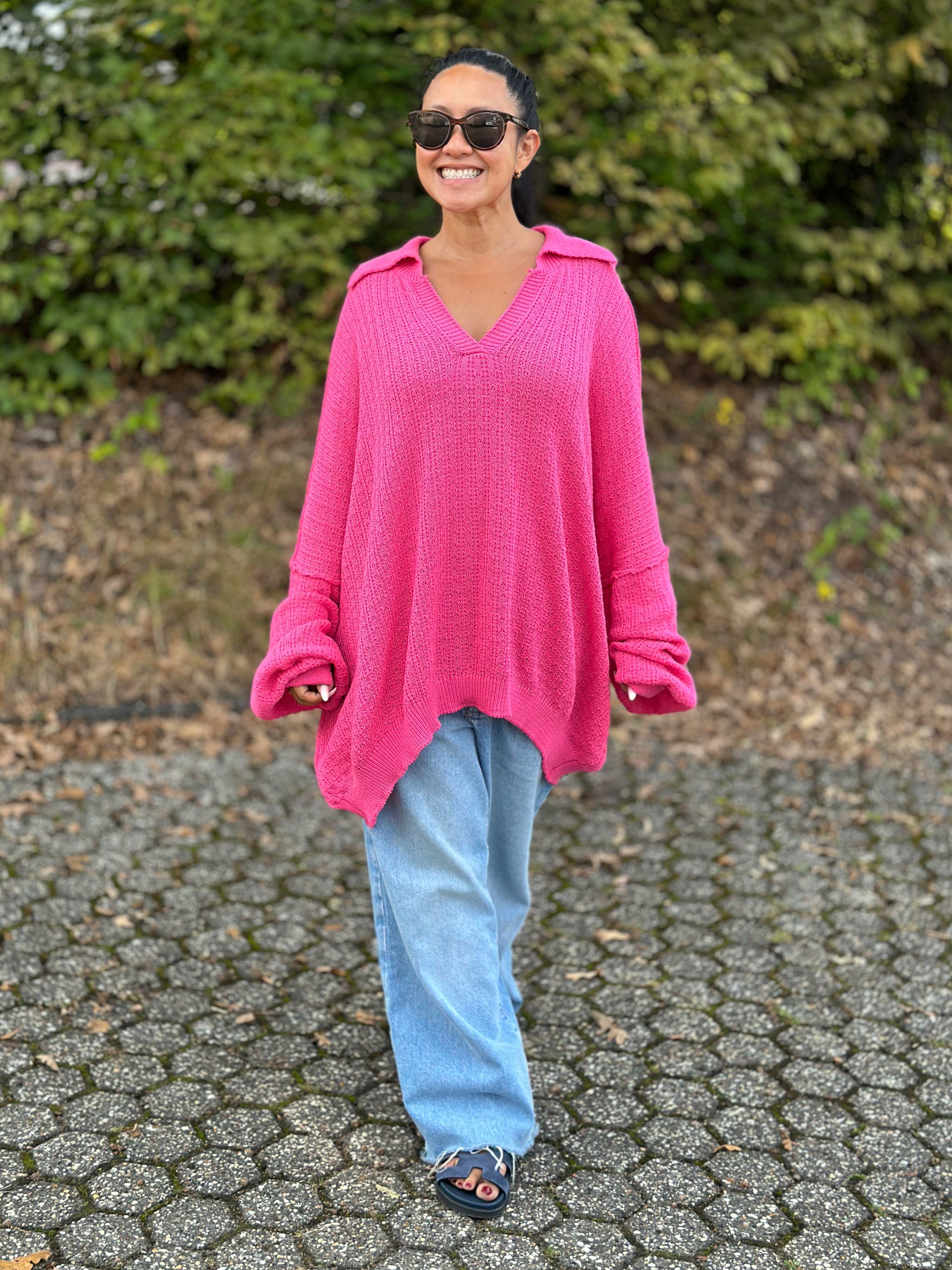 Oversize Häkelpullover MANACOR - Pink