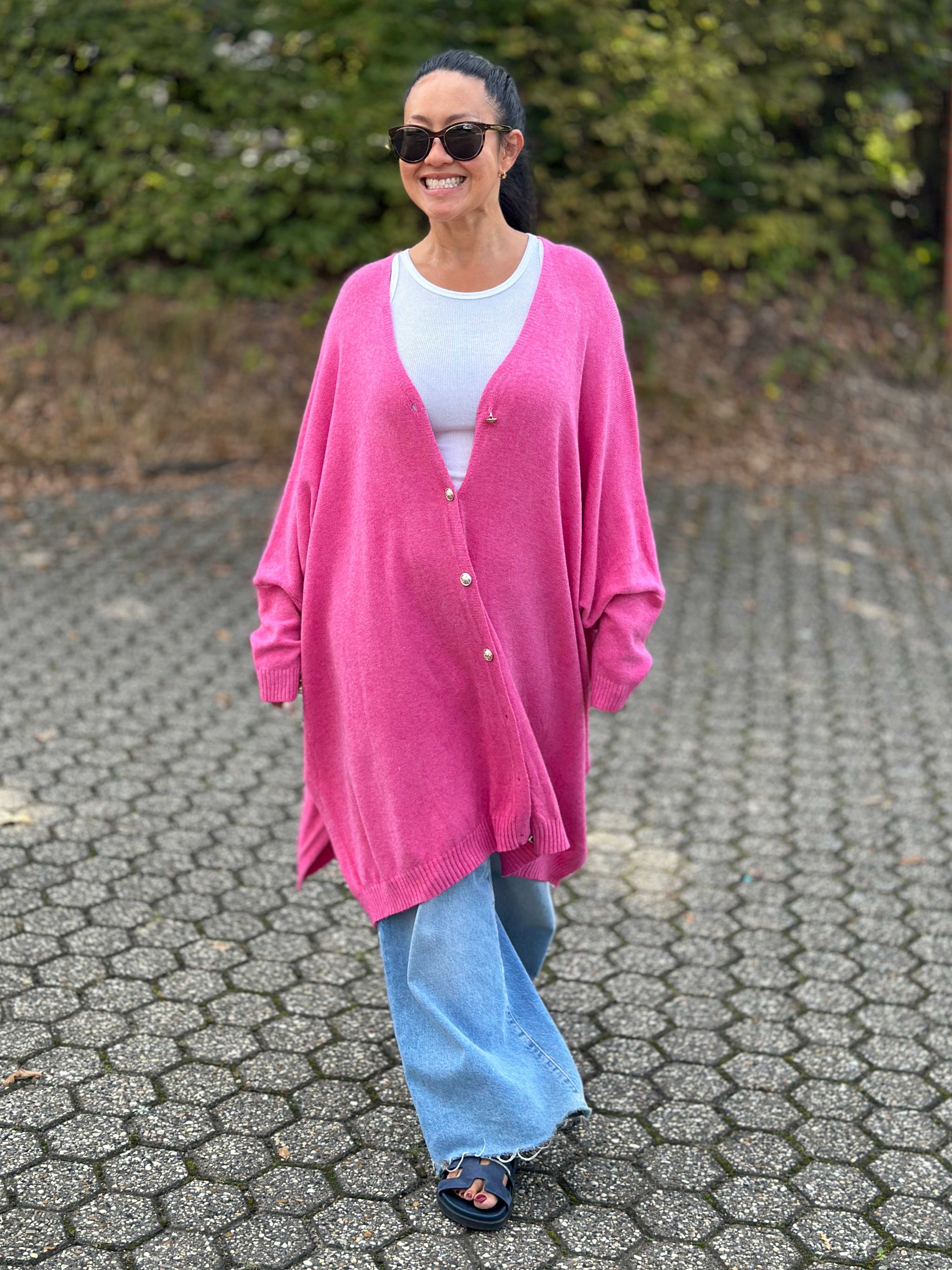 Oversize Viskose Cardigan - Bubblegum