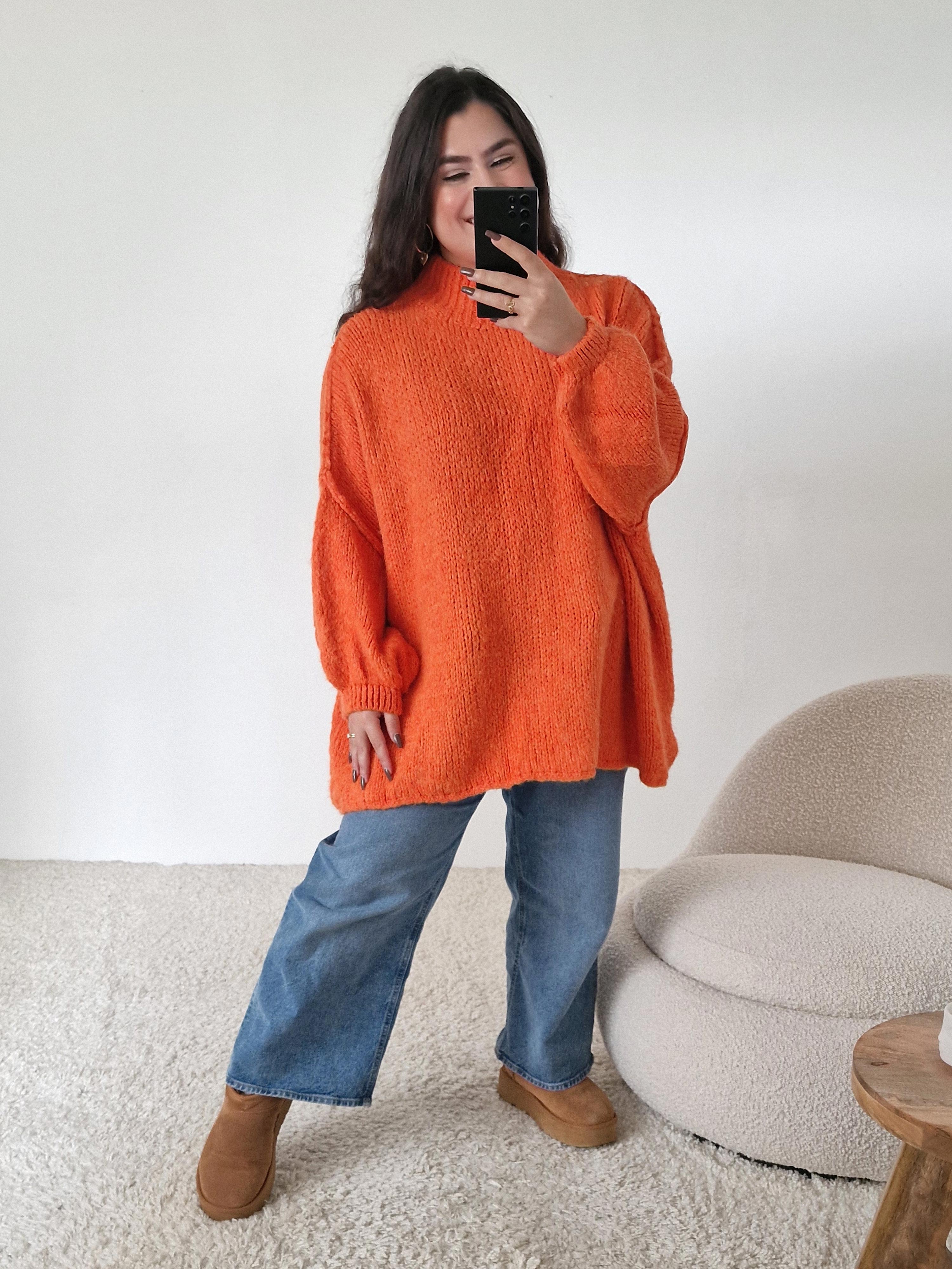 Oversize Strickpullover mit Stehkragen FLAUSCHI - TALL - Pumpkin