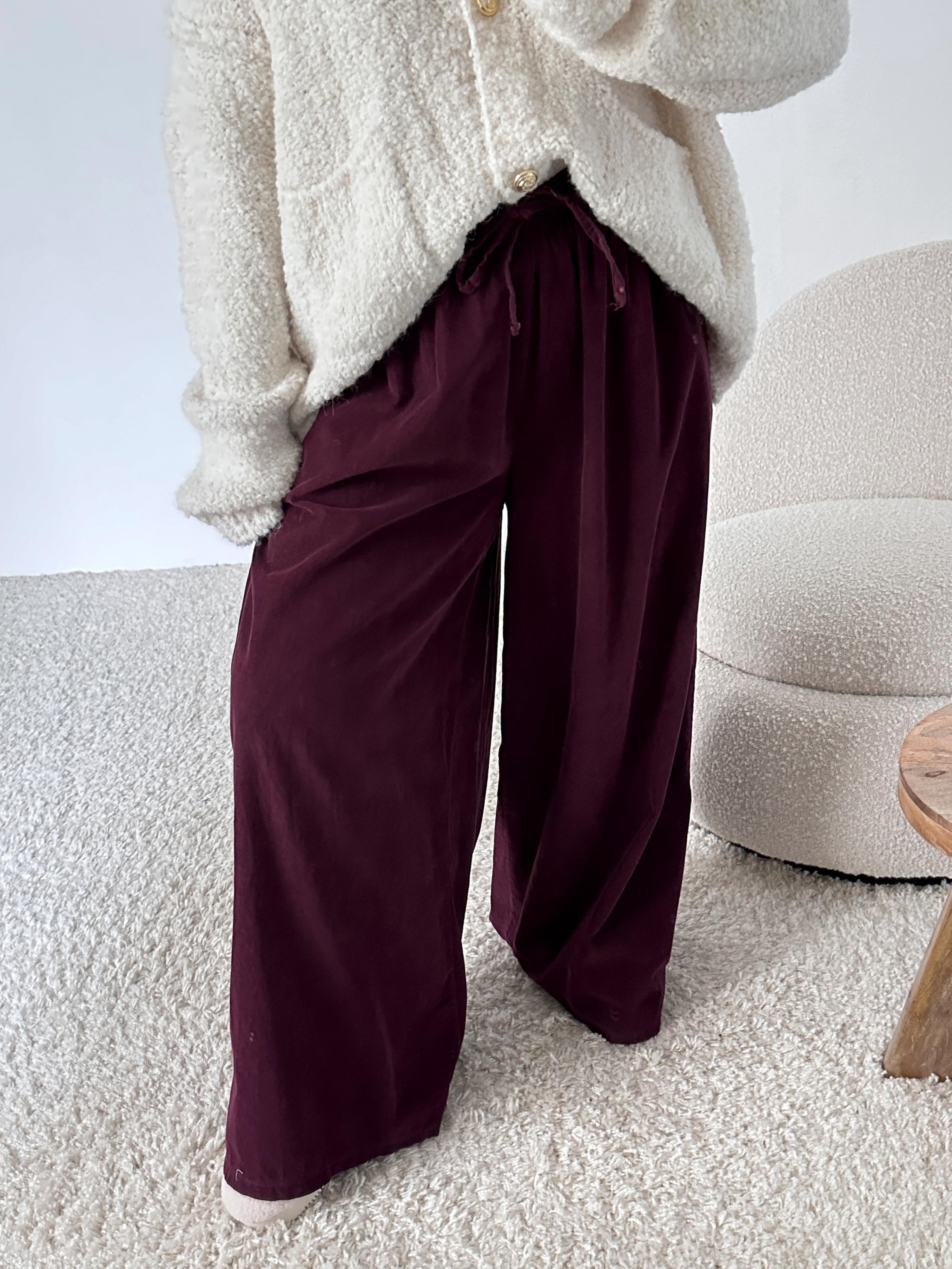 Palazzo Fein Cordhose - ONESIZE - Wine