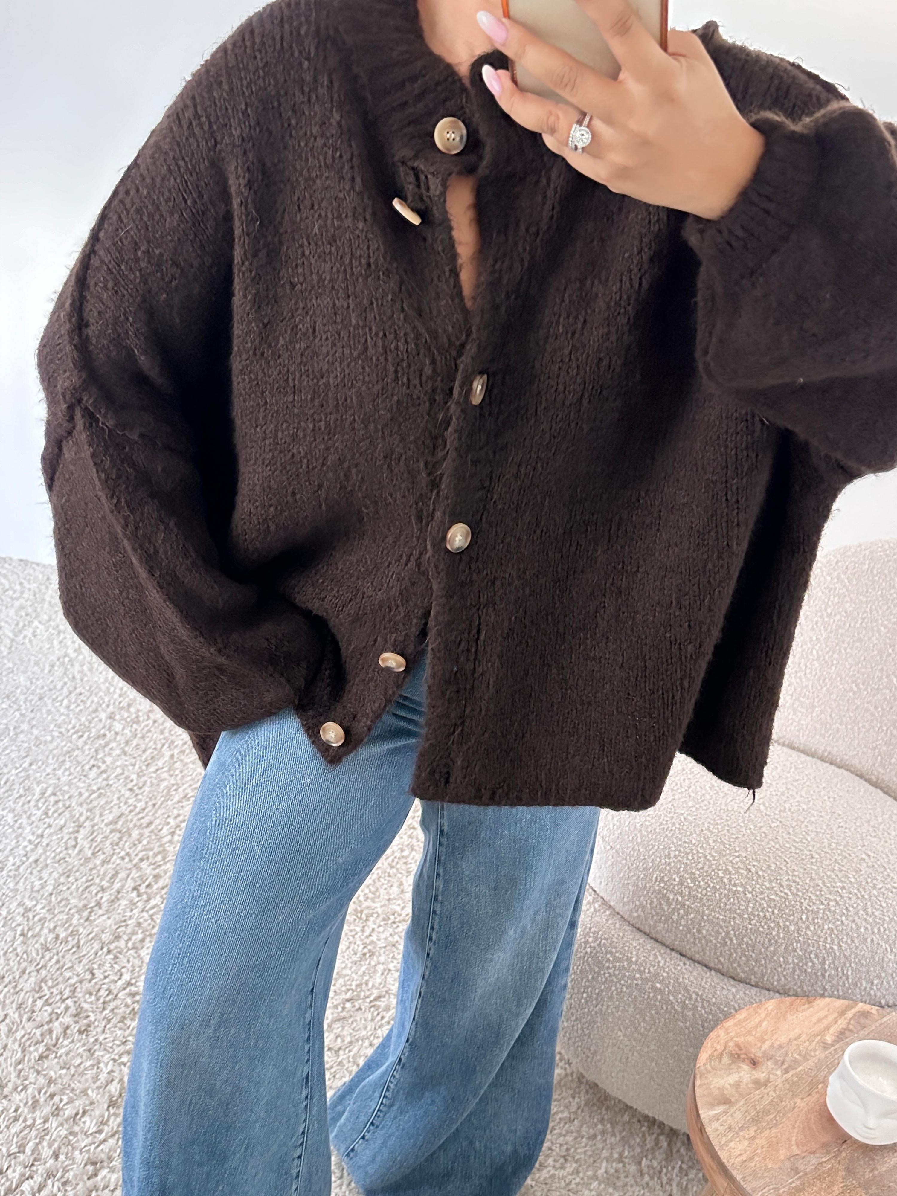 Oversize Cardigan - FLAUSCHI - Schoko