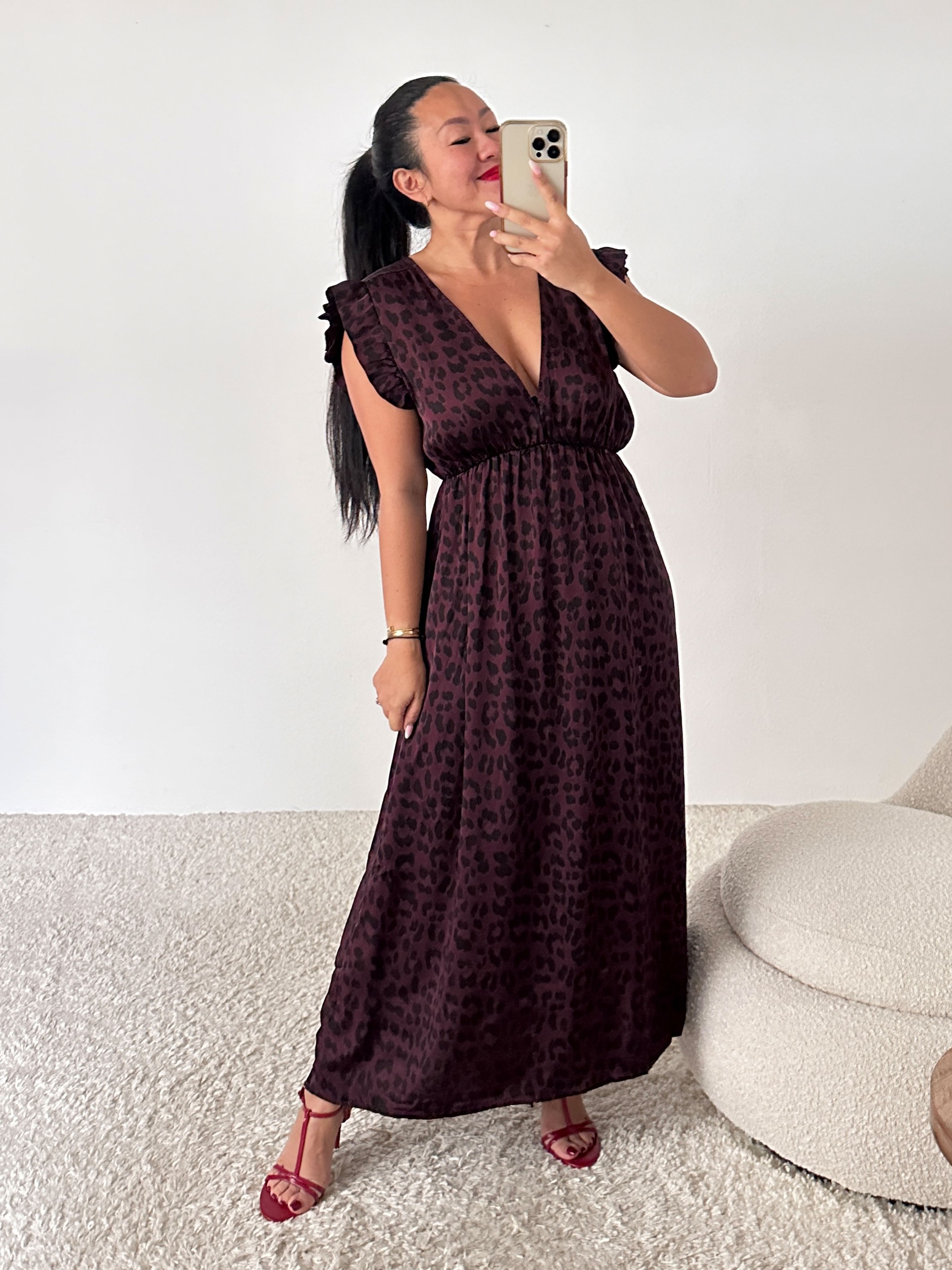 LIMITED Viskose Kleid mit Seidenanteil - LEOPARD - Merlot