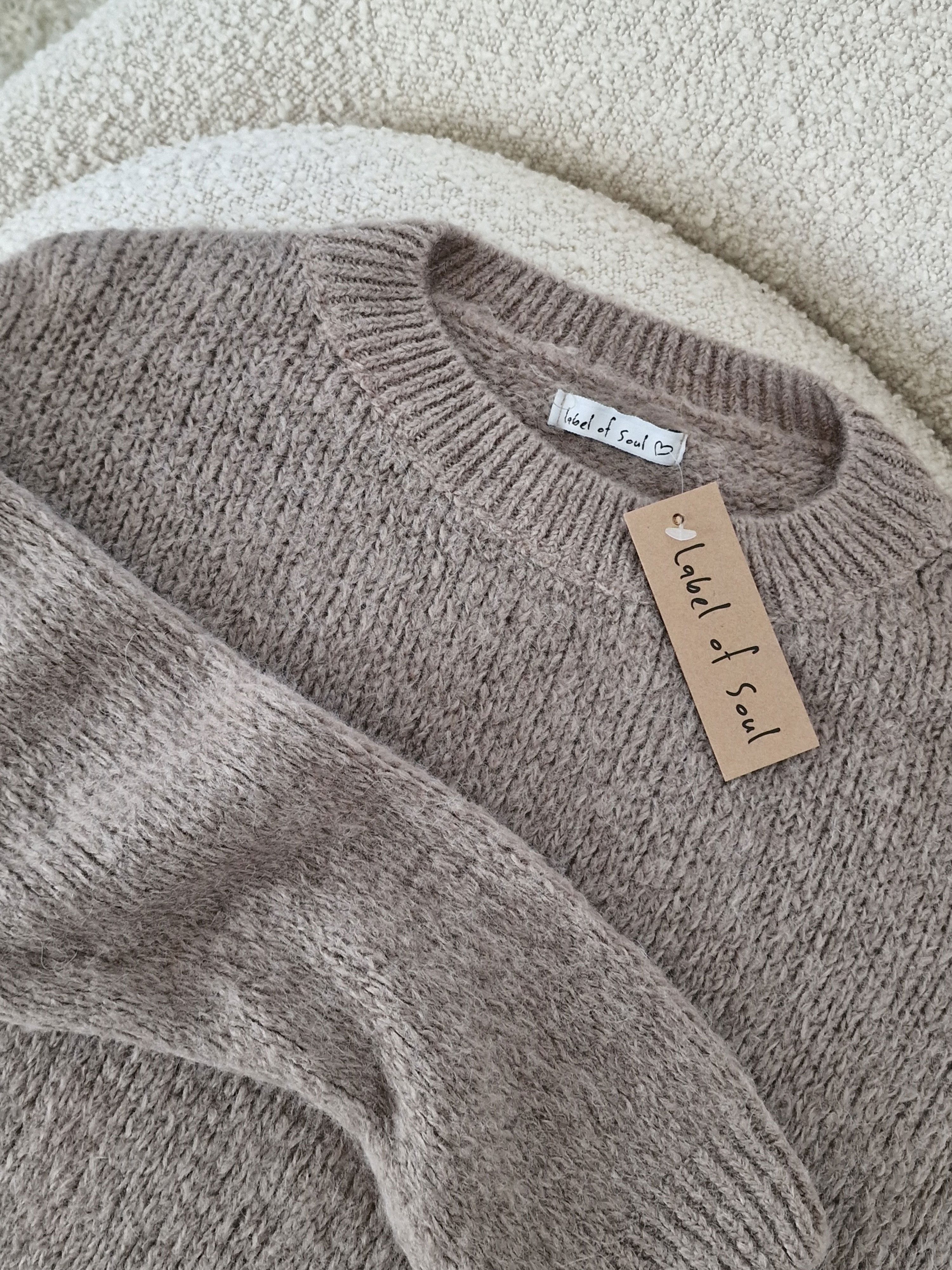 Pullover mit Baby-Alpakawollanteil - Taupe