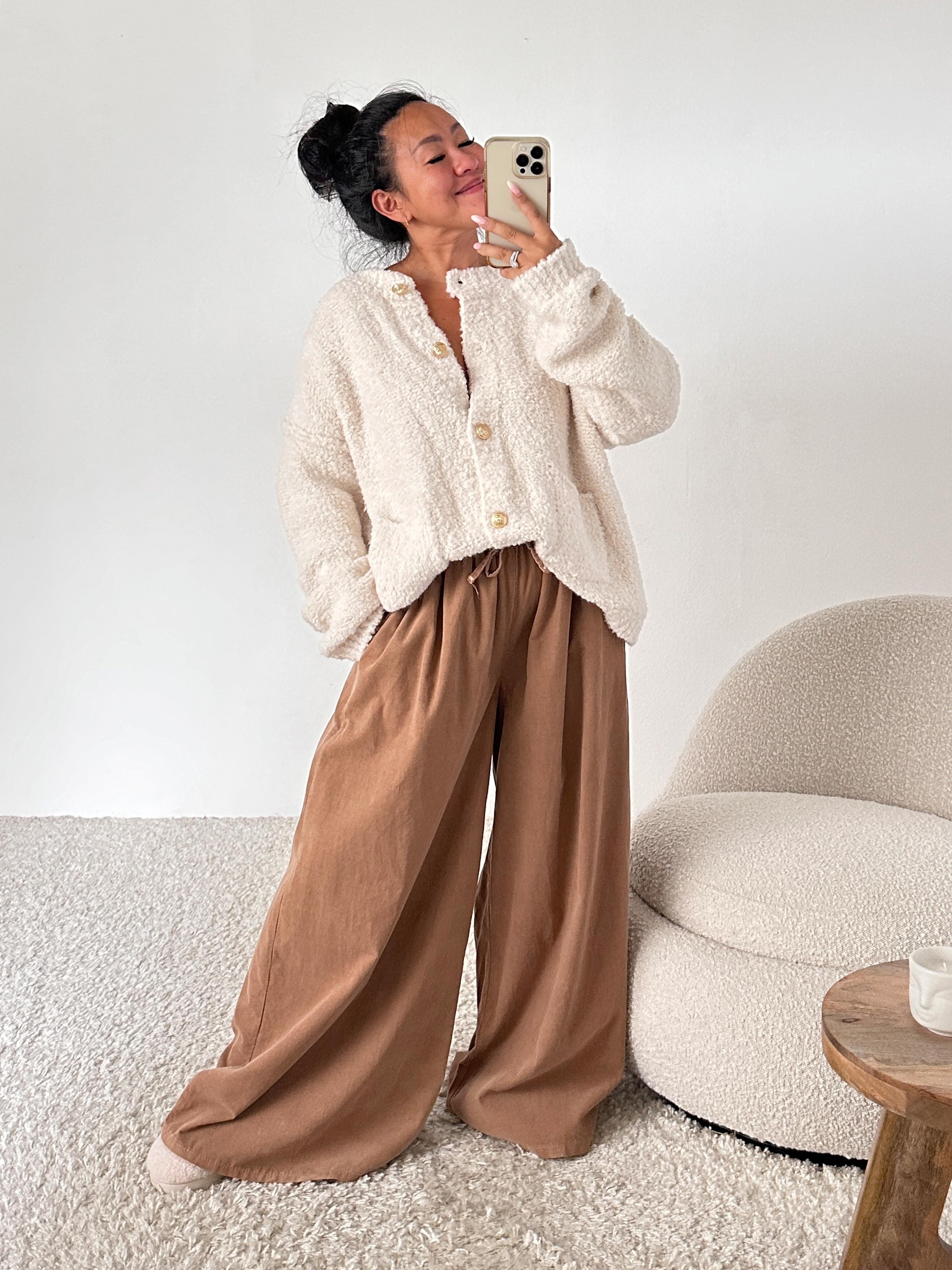 Palazzo Fein Cordhose - ONESIZE - Camel