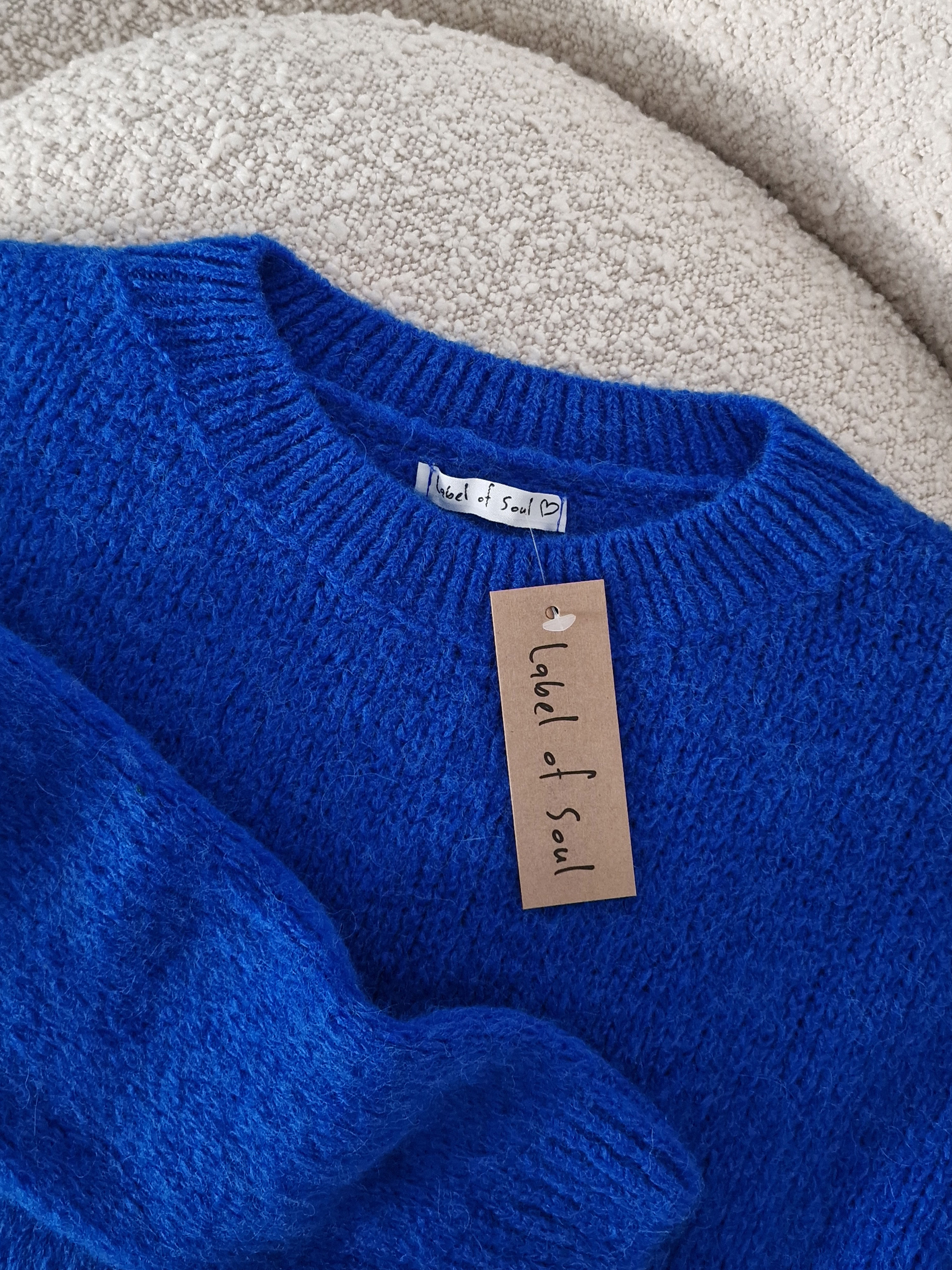 Pullover mit Baby-Alpakawollanteil - Royalblau