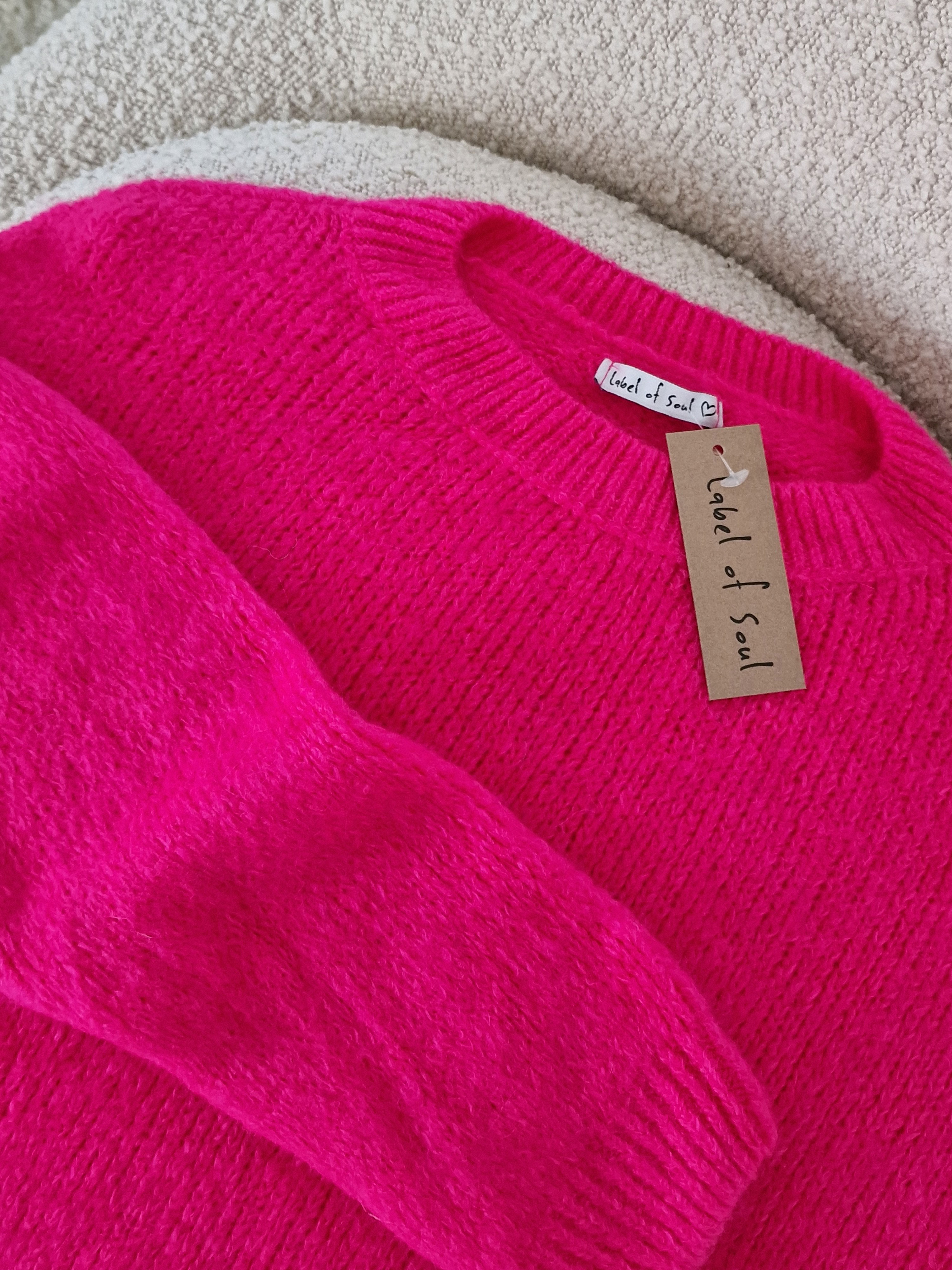 Pullover mit Baby-Alpakawollanteil - Neon Pink