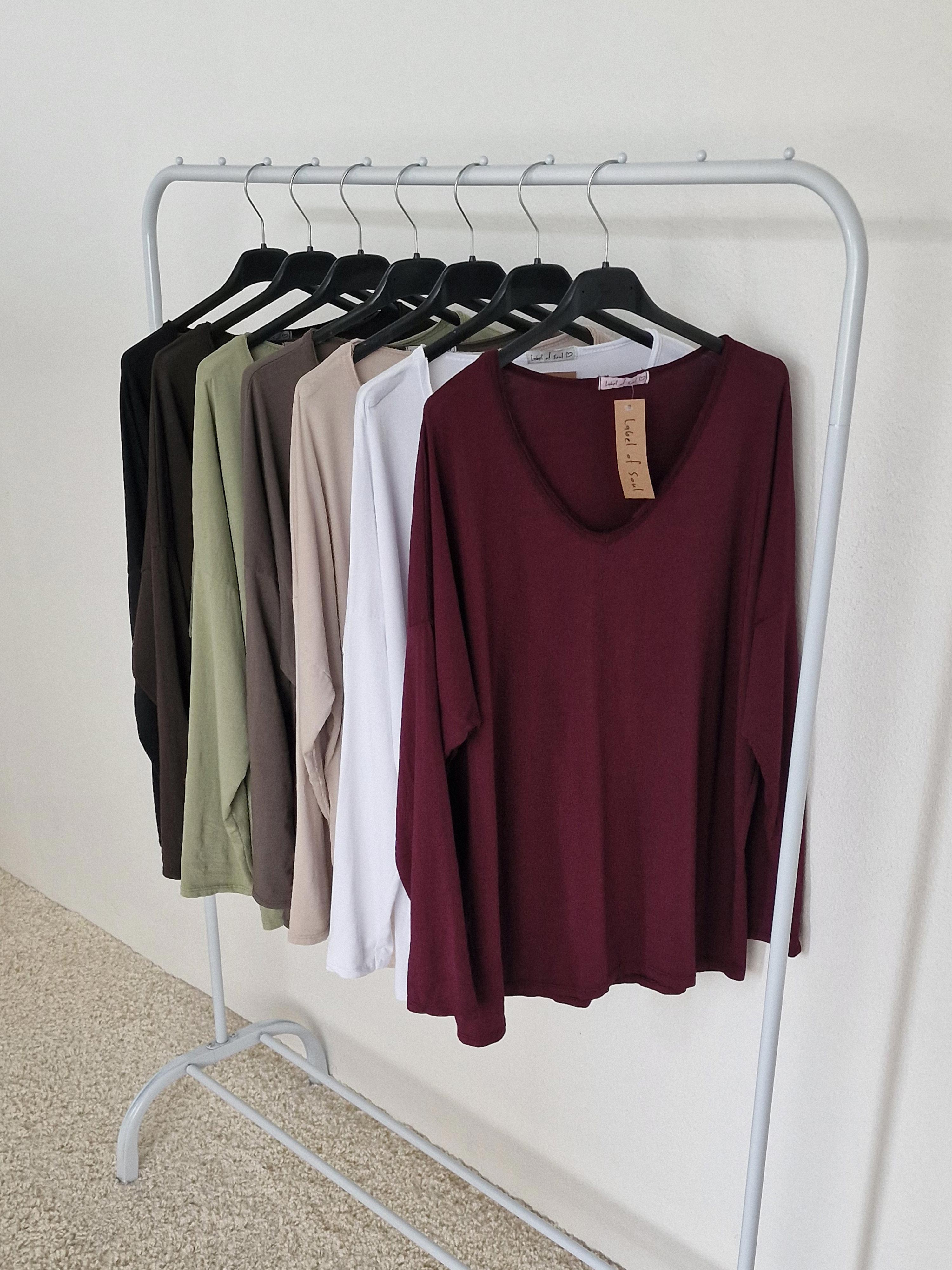 Basic Langarmshirt V-NECK - Merlot