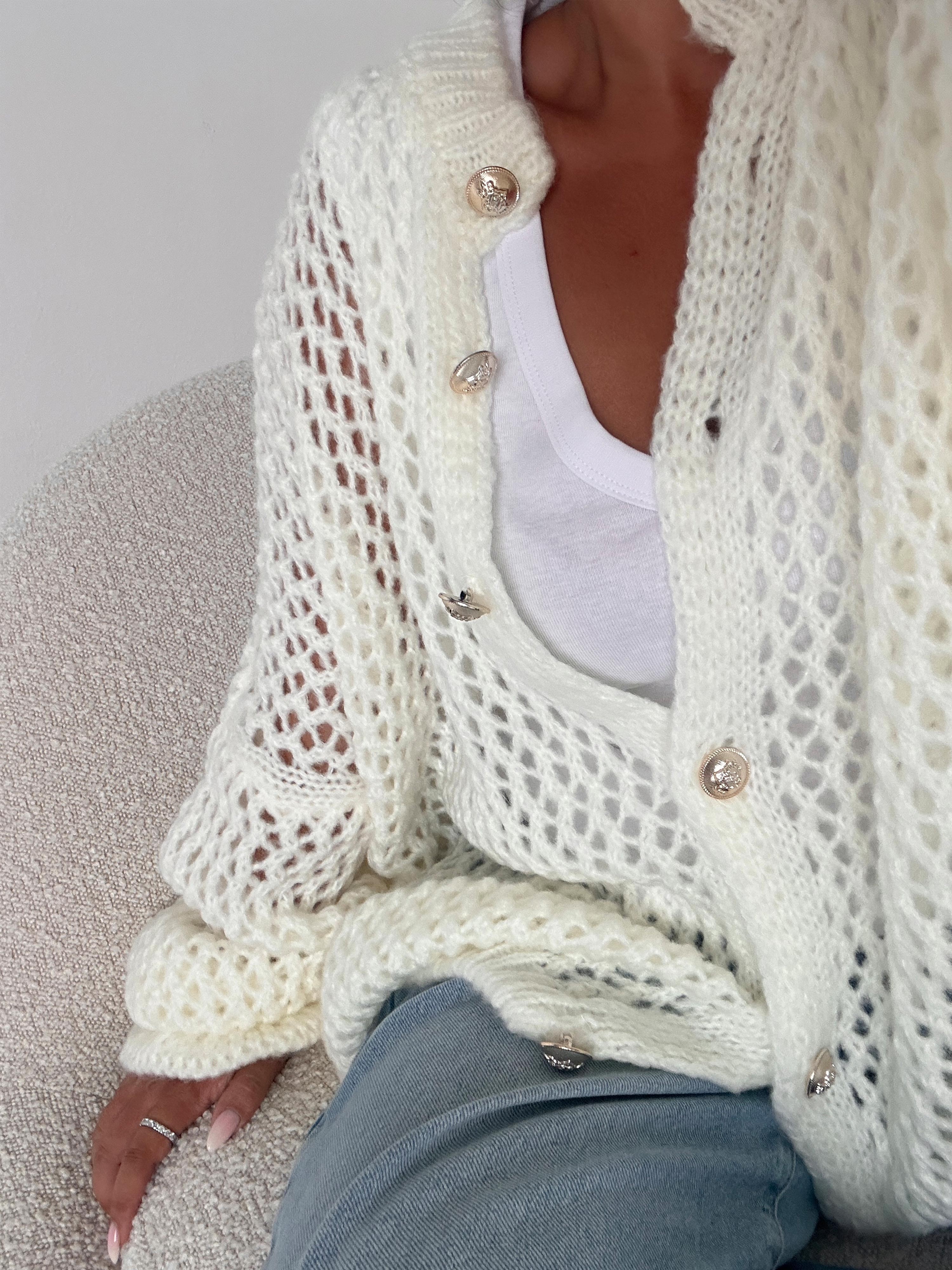 Oversize Grobstrick FLAUSCHI Cardigan - NOLA - Coconut