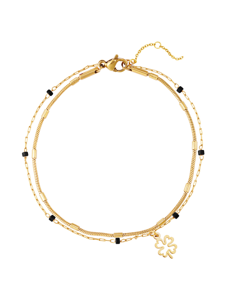 Armband - Lucky Charm - Edelstahl - Schwarz/Gold