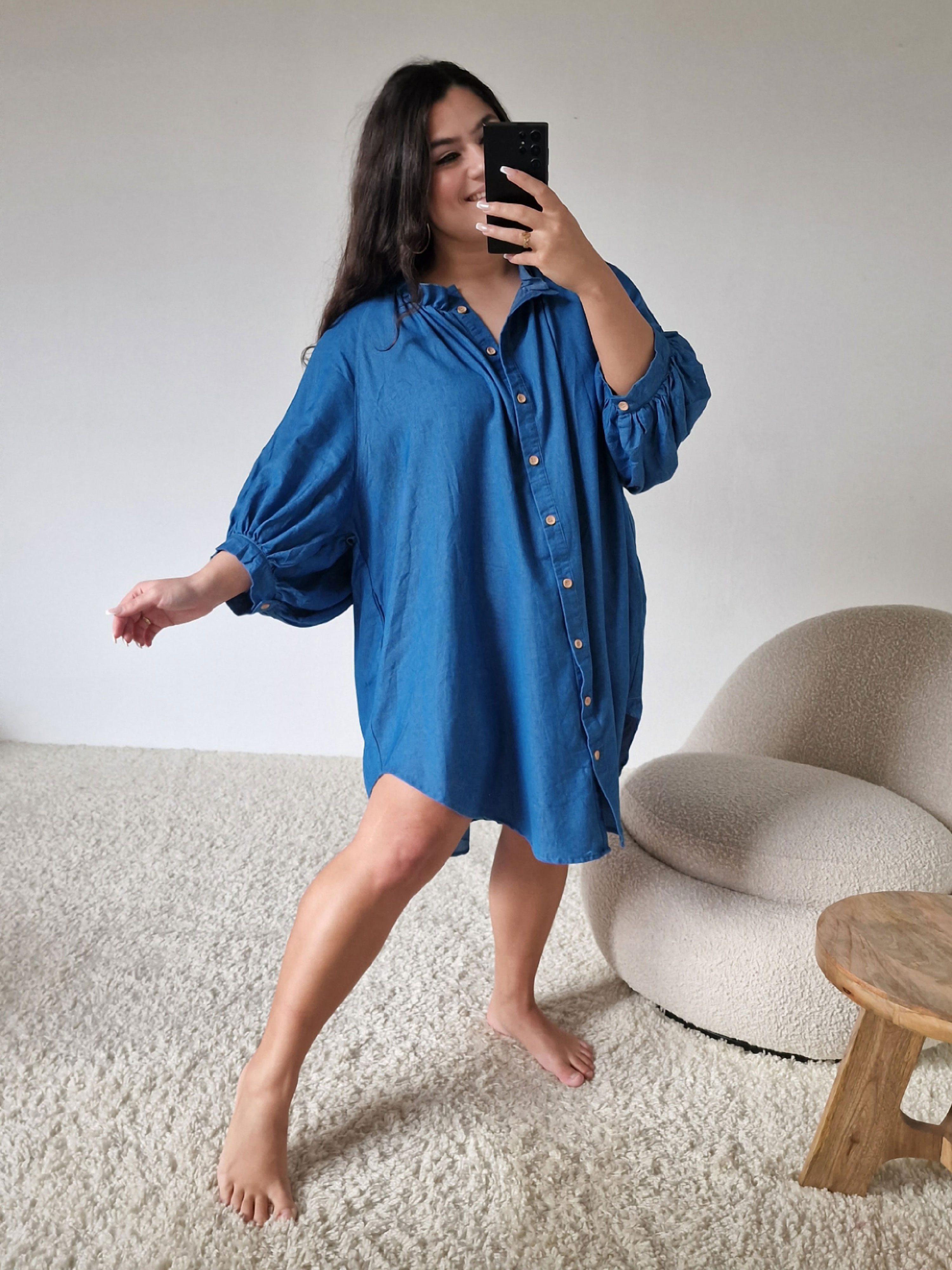 Tunika Long Bluse - Denim Blue