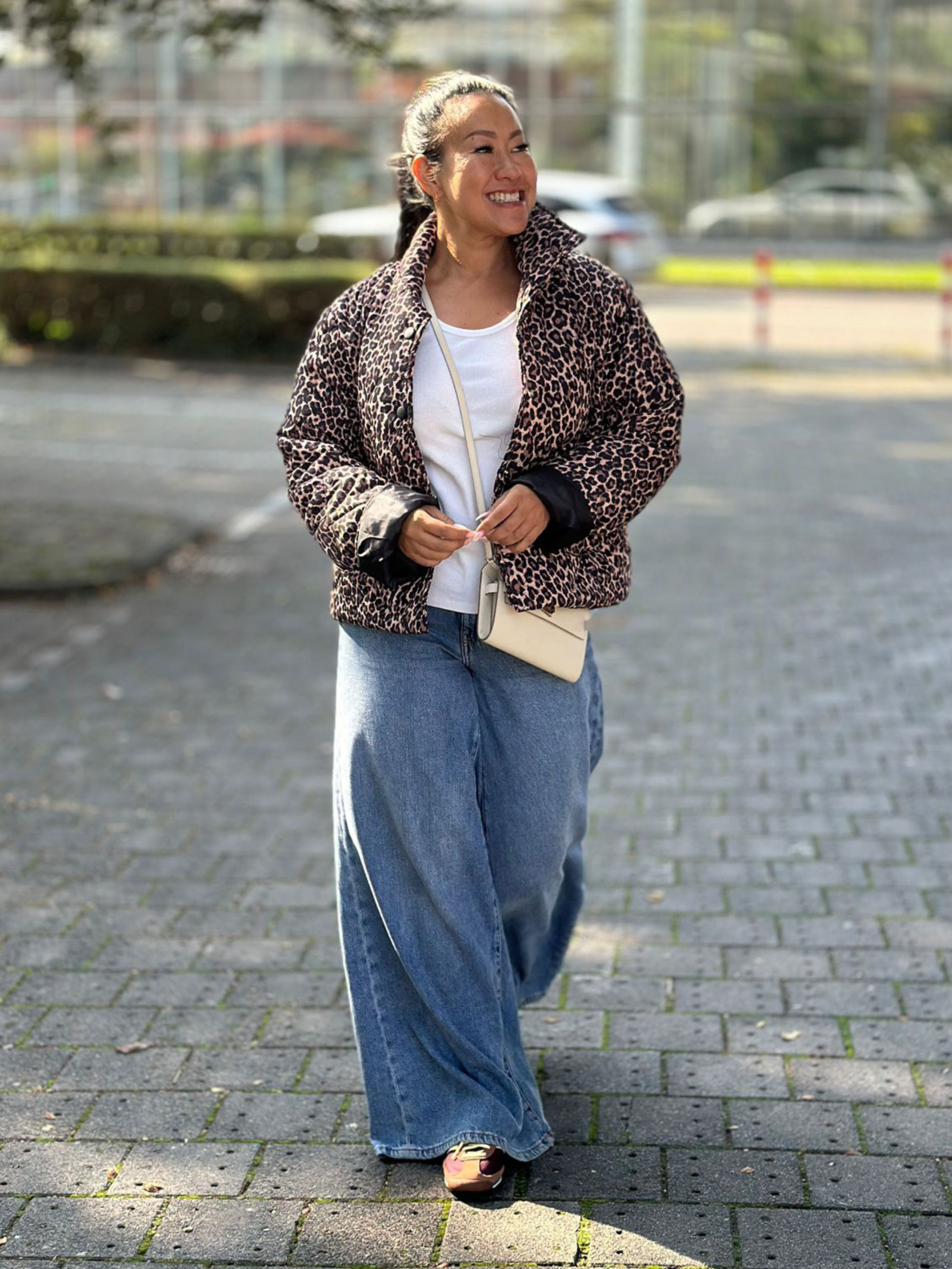 Cropped Steppjacke - LEOPARD - Beige