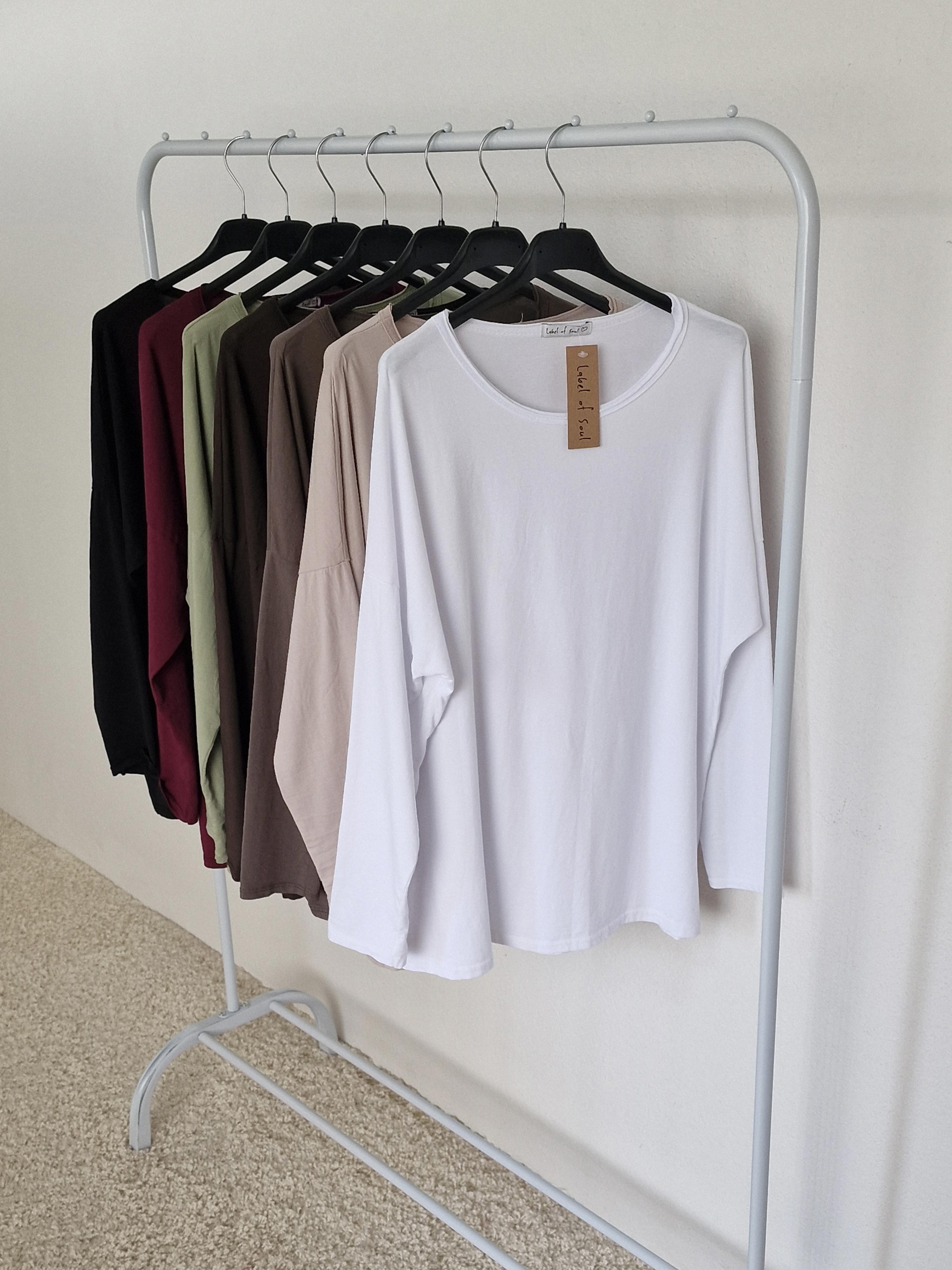 Basic Langarmshirt - Weiß