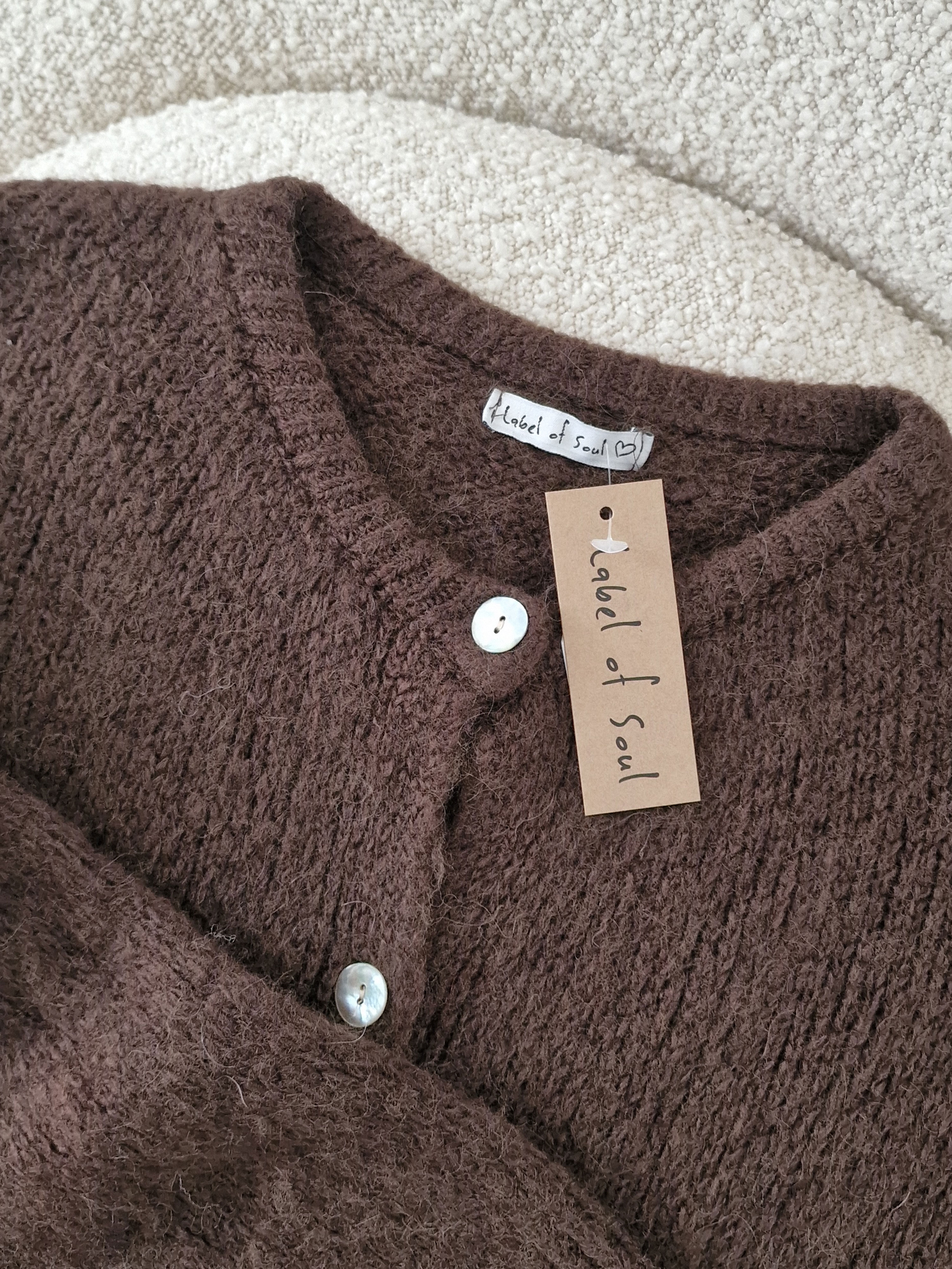 Strickjacke mit Baby-Alpakawollanteil - Schoko