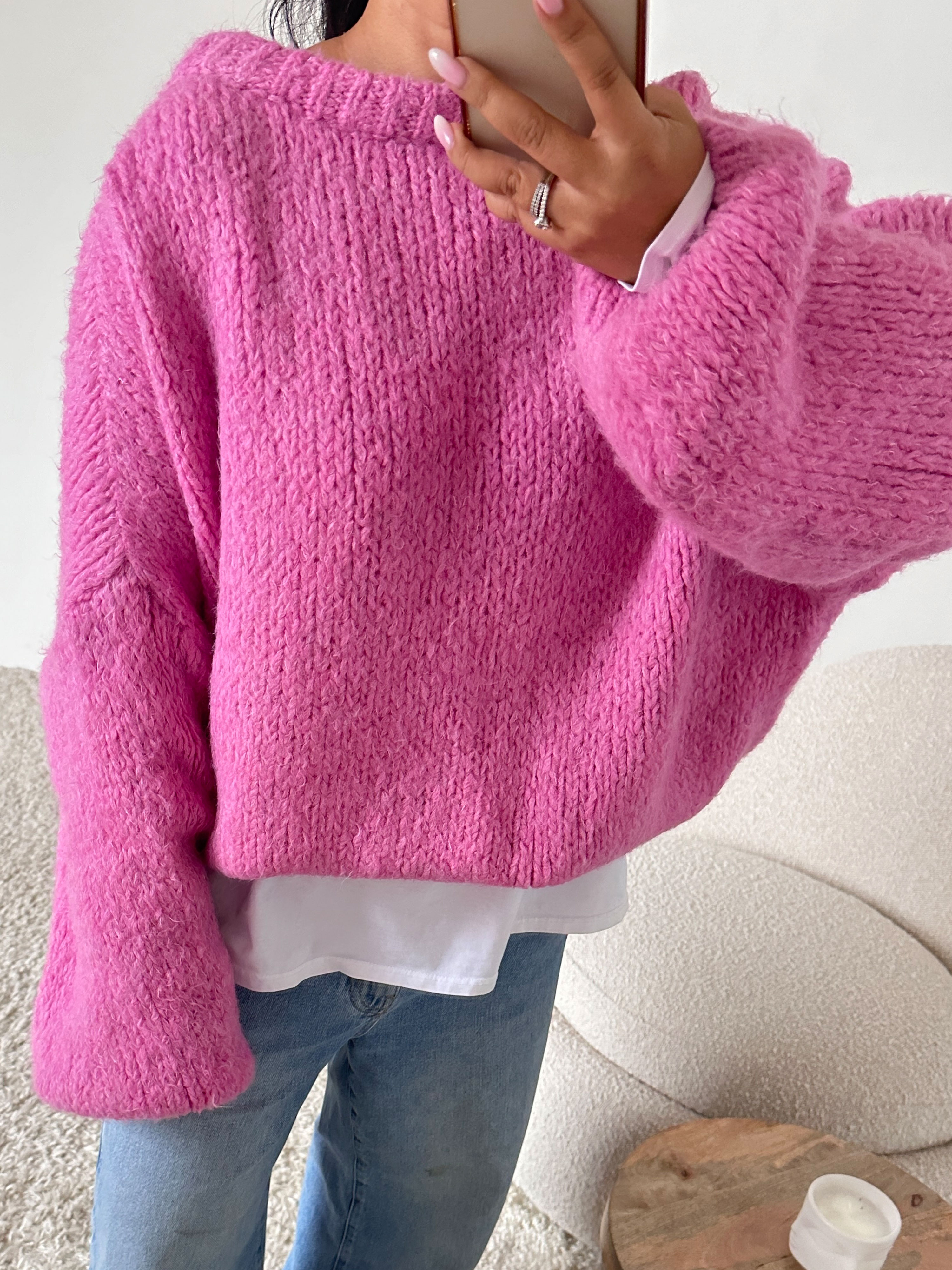 Strickpullover mit Rundhalsausschnitt - FLAUSCHI - Bubblegum