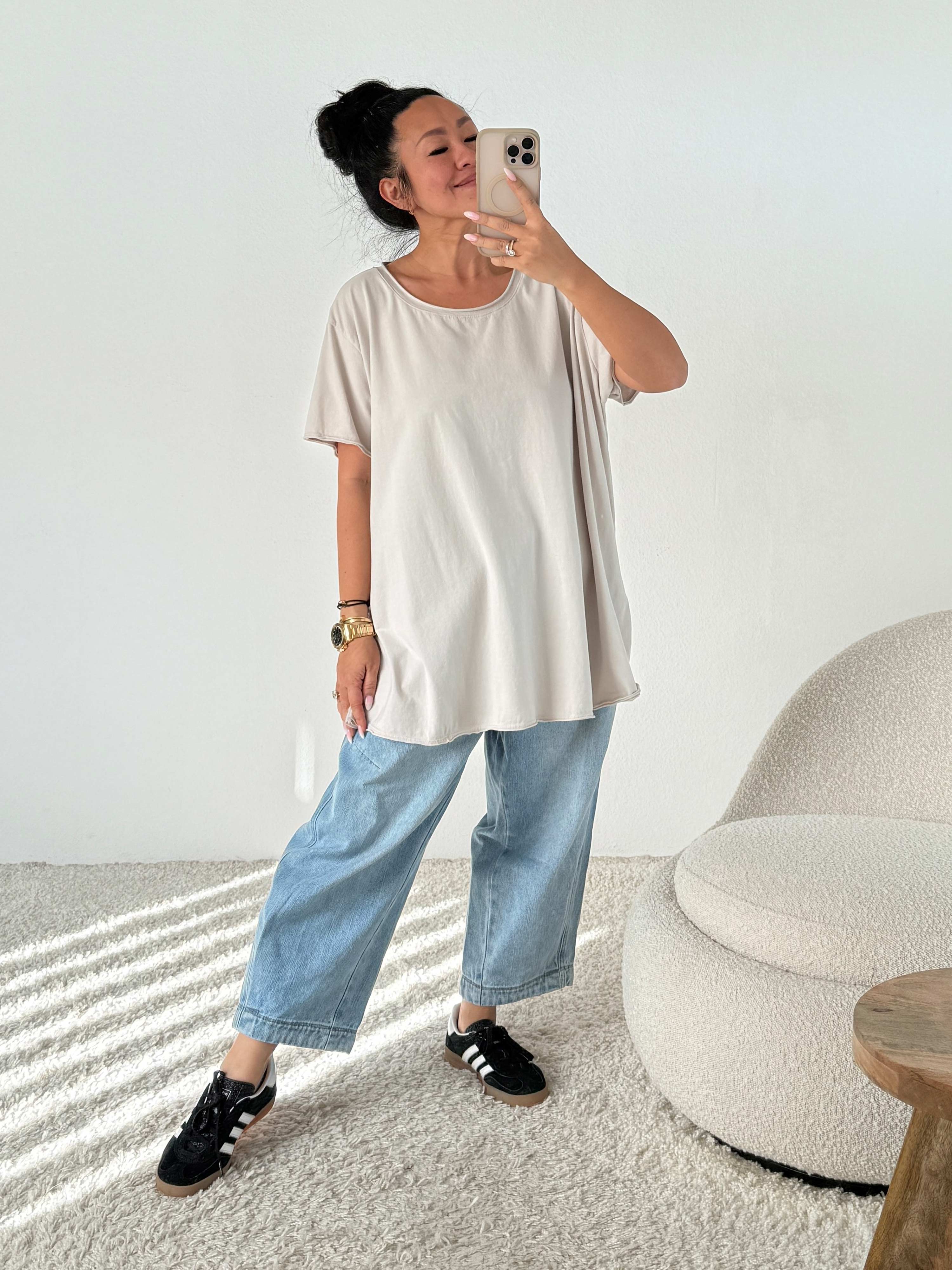 Basic Kurzarmshirt - Beige